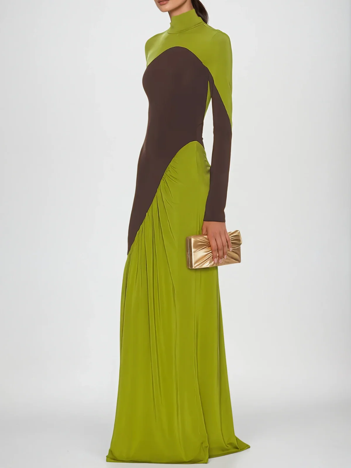 Laurice High Neck Maxi Dress In Green - Image 4