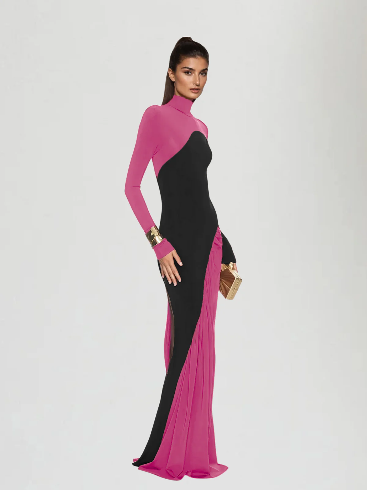 Laurice High Neck Maxi Dress In Hot Pink - Image 2