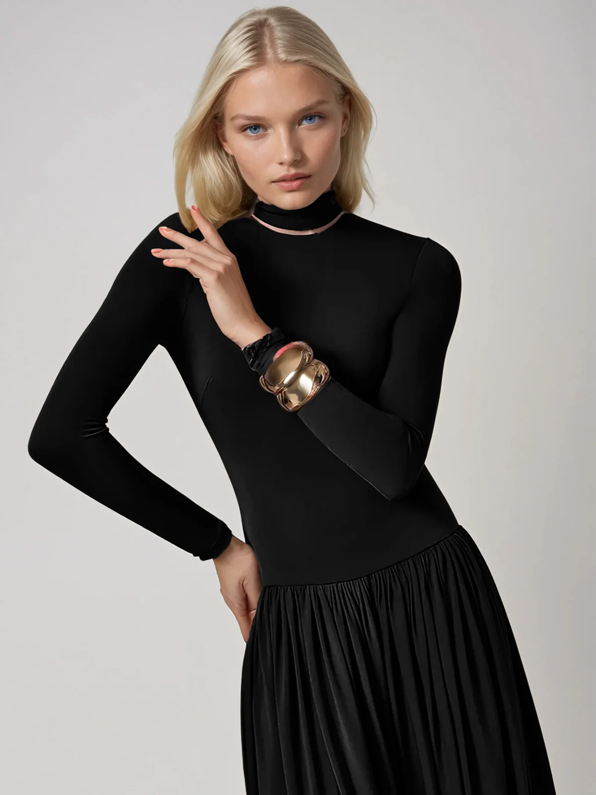 Laurien Long Sleeve Ruched Jumpsuit In Black - Image 2