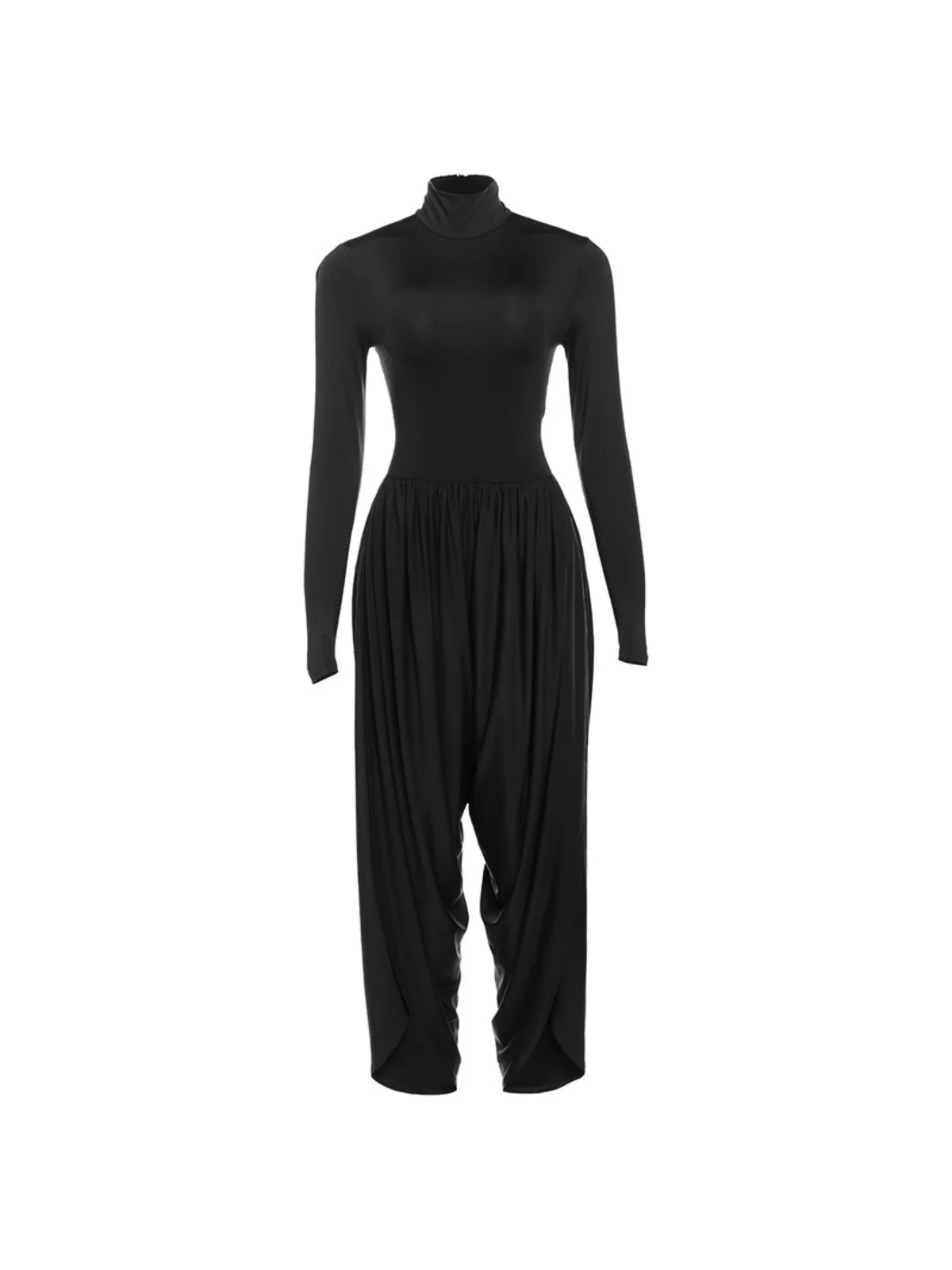 Laurien Long Sleeve Ruched Jumpsuit In Black - Image 4