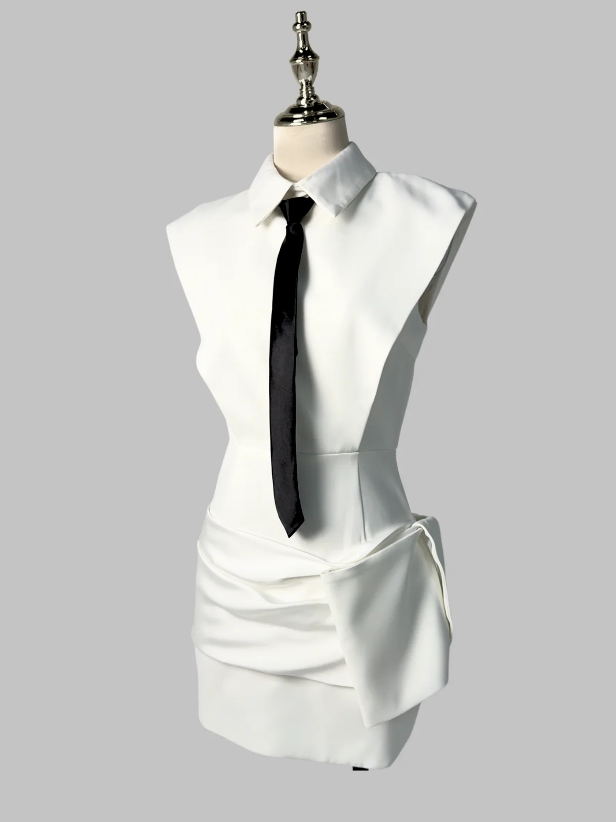 Lazaro Folded Collar Bow Mini Dress - Image 7