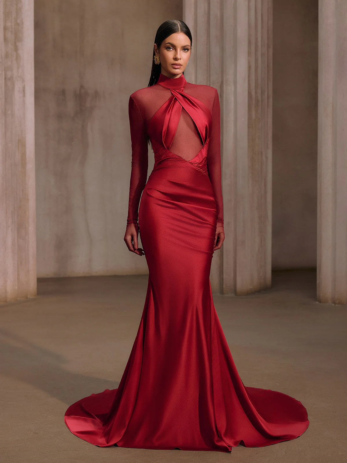 Lelyxor High Neck Satin Mermaid Maxi Dress - Image 2