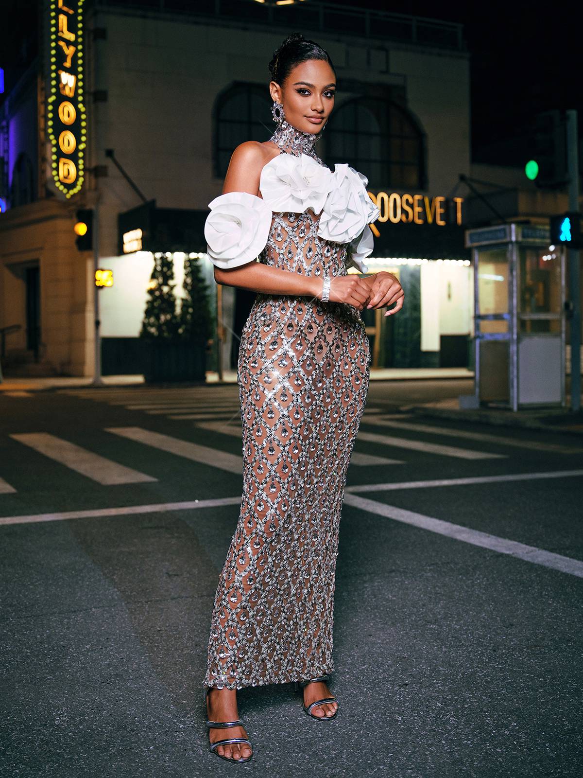 Liora Flower Sequin Crystal Maxi Dress - Image 5