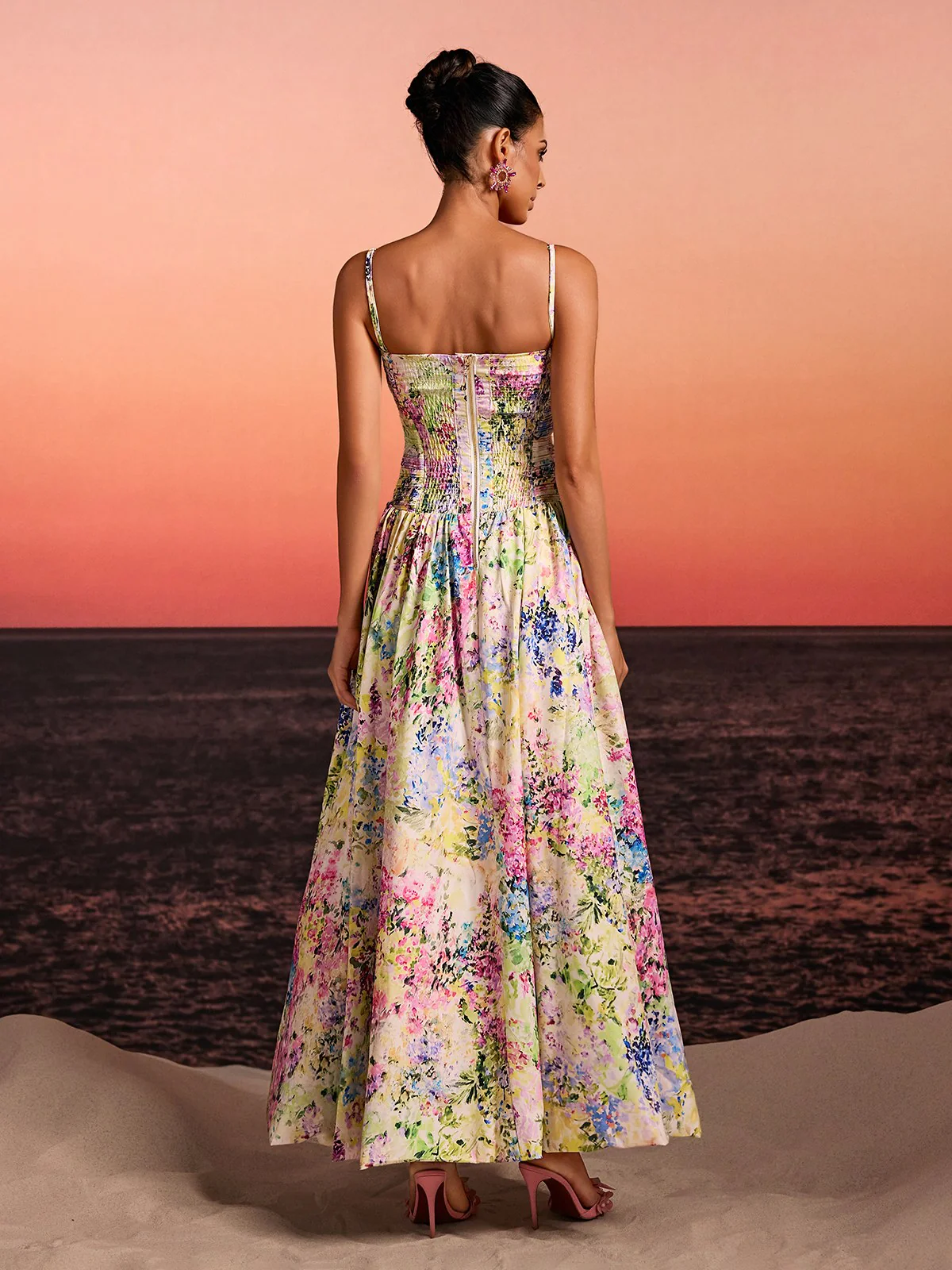 Lodric Spaghetti Printed Asymmetric Dress - Image 6