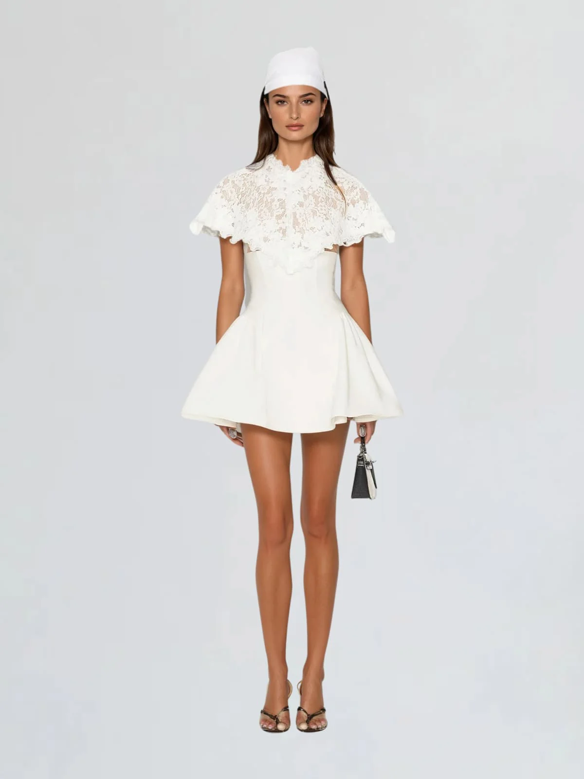 Lorene Cape Lace Mini Dress