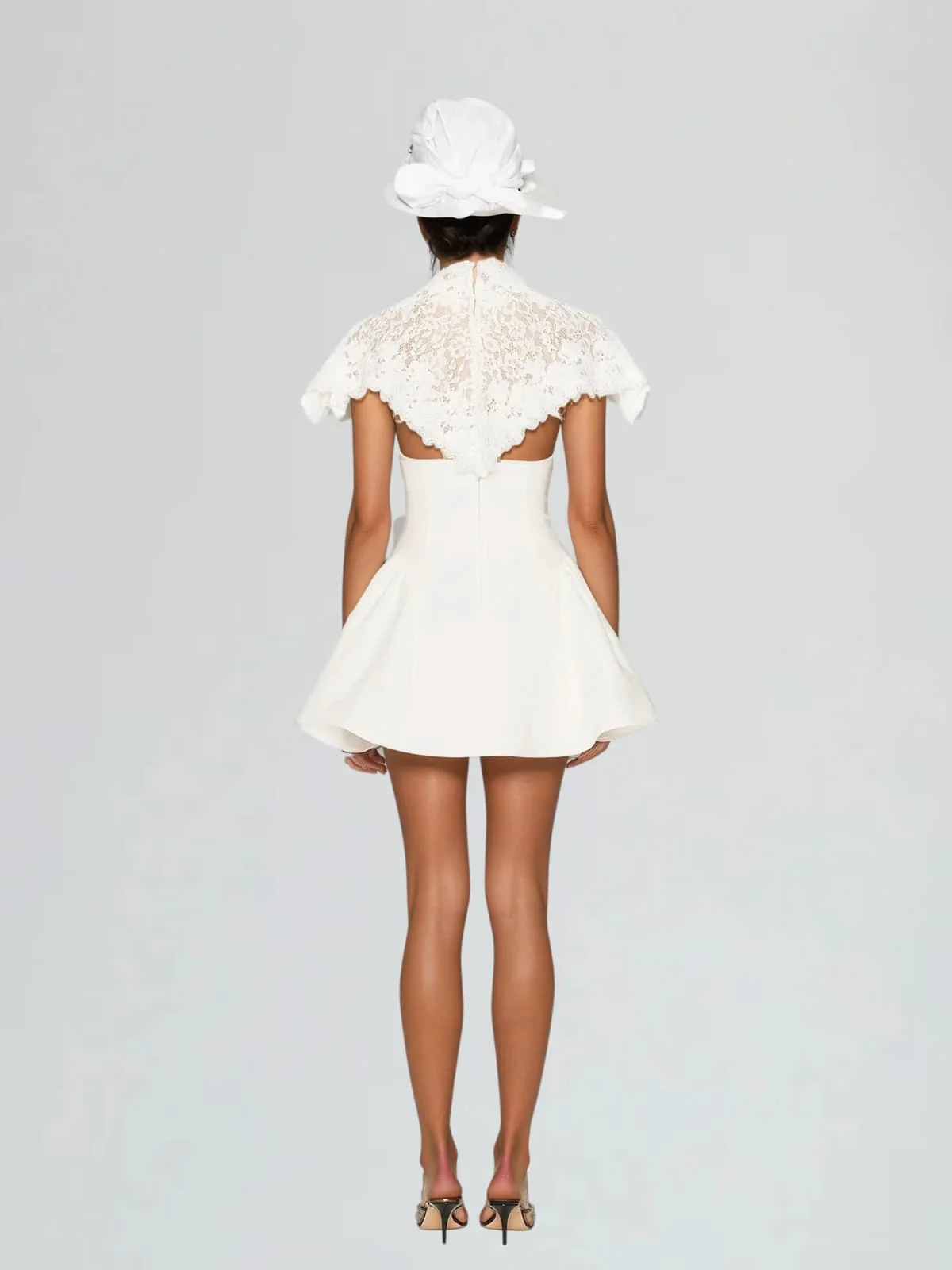Lorene Cape Lace Mini Dress - Image 3