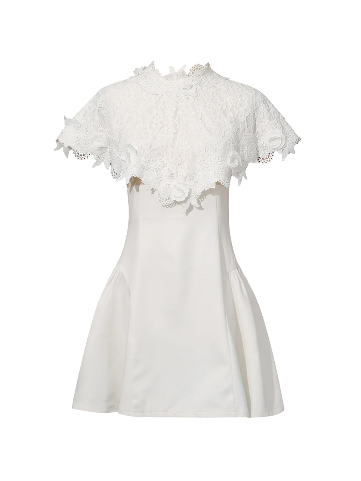 Lorene Cape Lace Mini Dress - Image 4