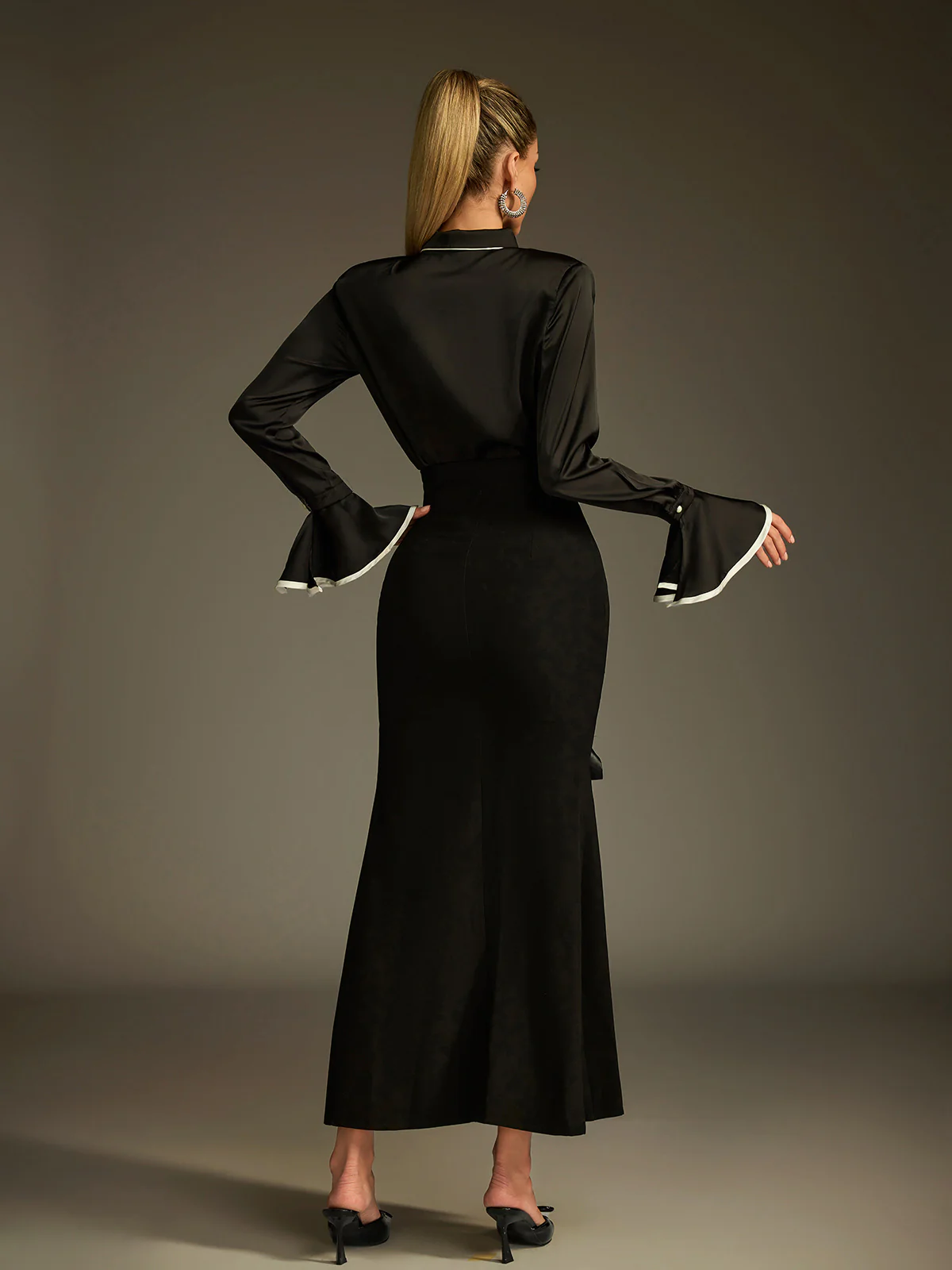 Ludwig Flare Sleeve Lace Up Skirt Set - Image 6