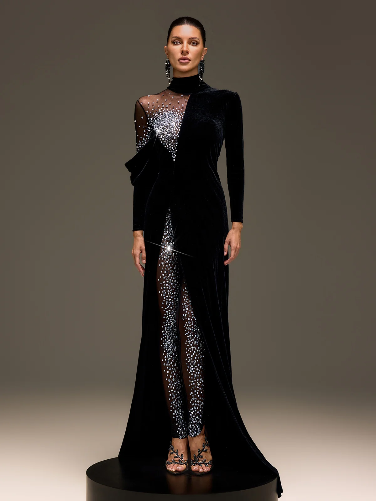 Lumetron Pearl Rhinestone Velvet Jumpsuit - Image 3