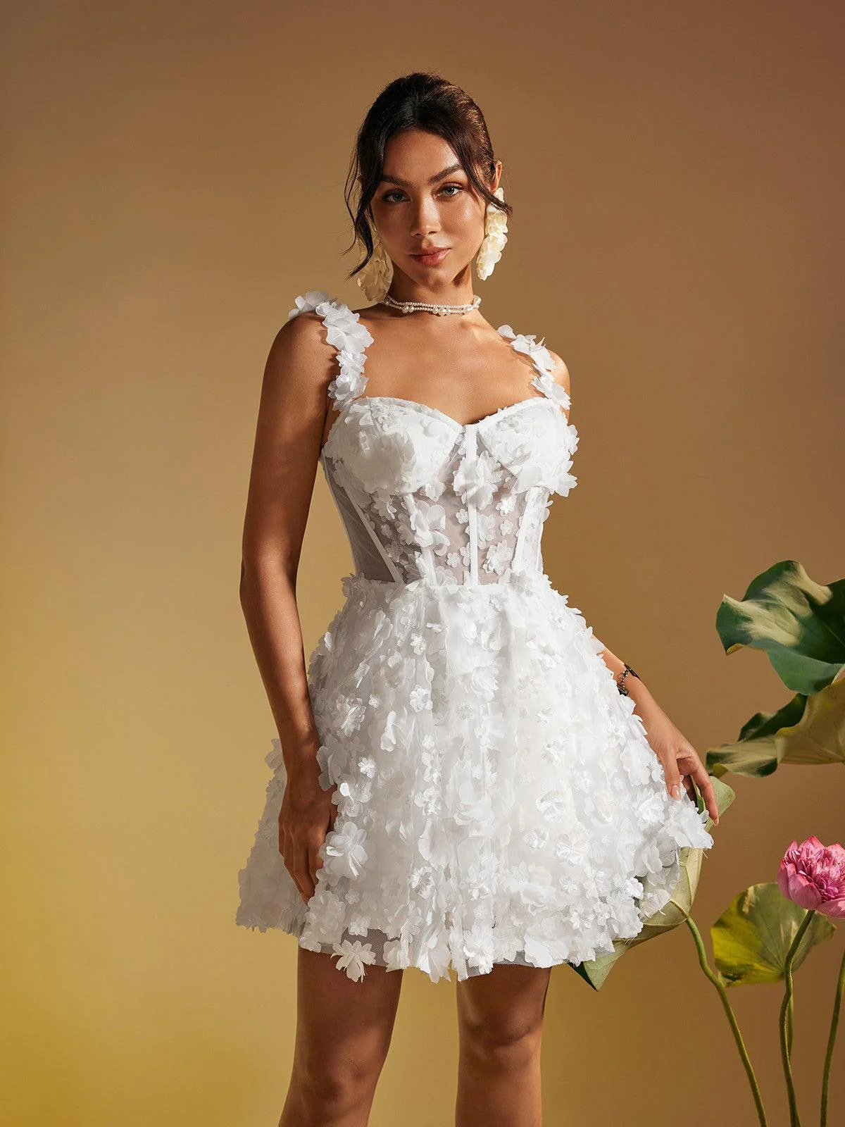 Magni Spaghetti Flower Mini Dress - Image 9