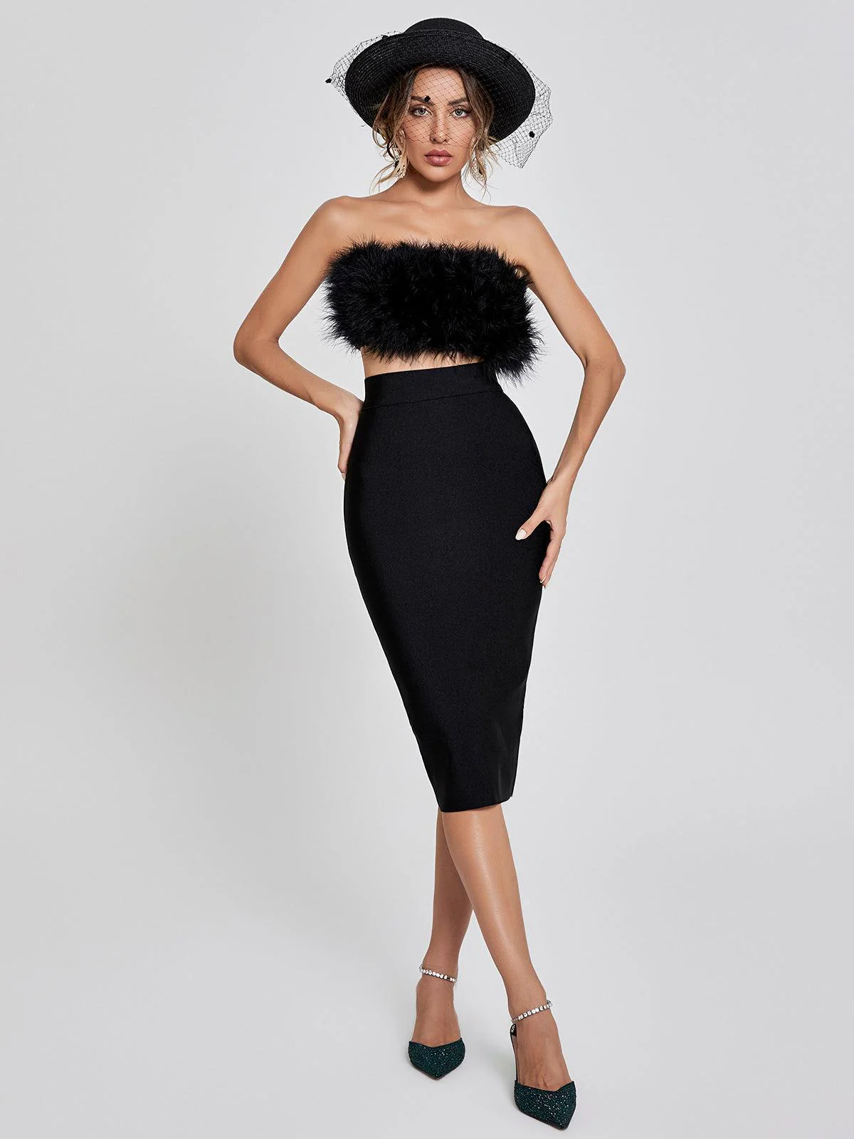 Mariam Bandage Pencil Skirt In Black
