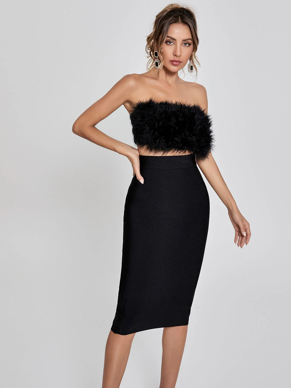 Mariam Bandage Pencil Skirt In Black - Image 3