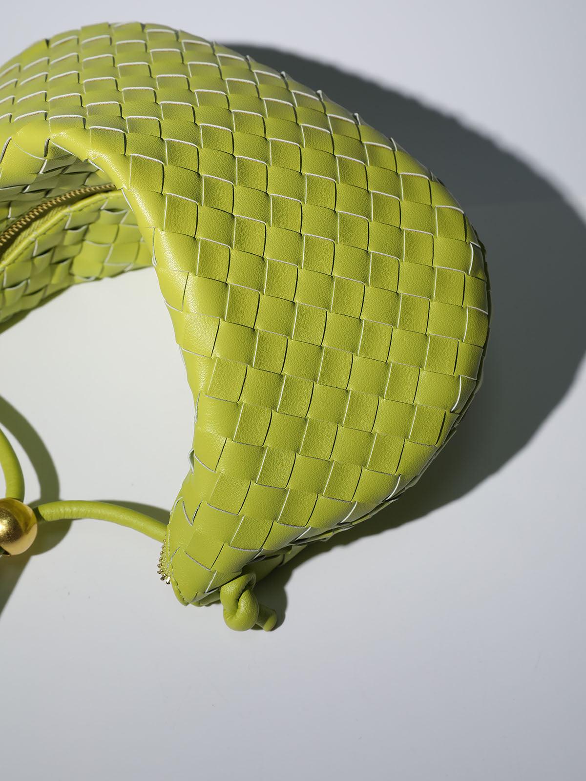 Midge Woven Drawstring Bag In Green - Image 3