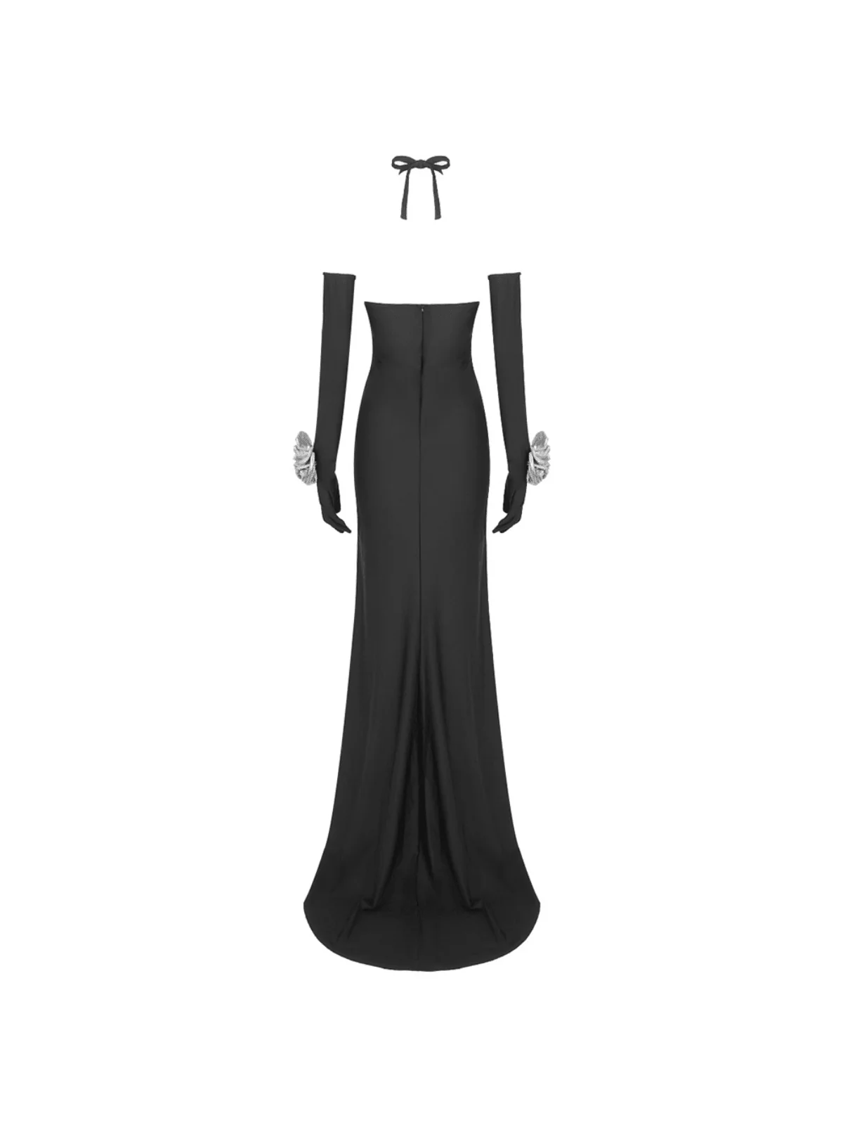 Milo Halterneck Flower Split Dress With Gloves - Image 8