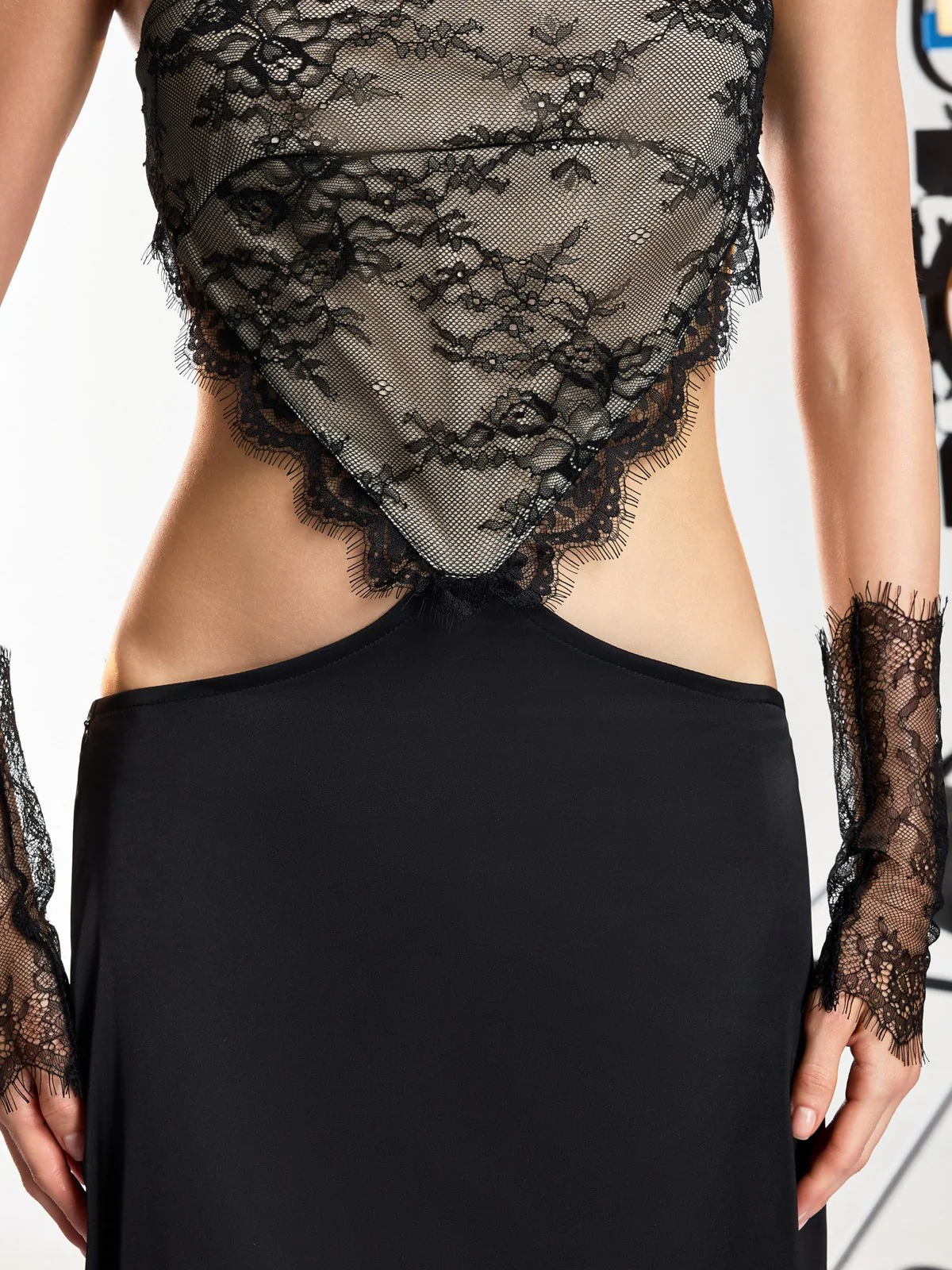 Mirevo Strapless Lace Maxi Dress - Image 7
