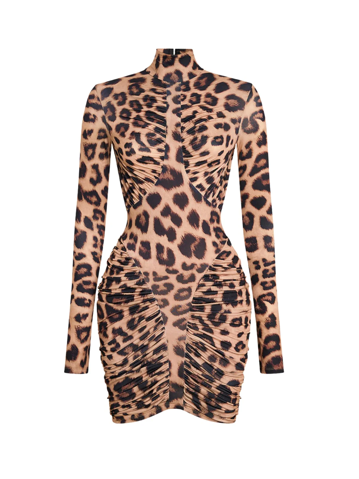 Mixotroph Backless Ruched Mini Dress In Leopard - Image 4