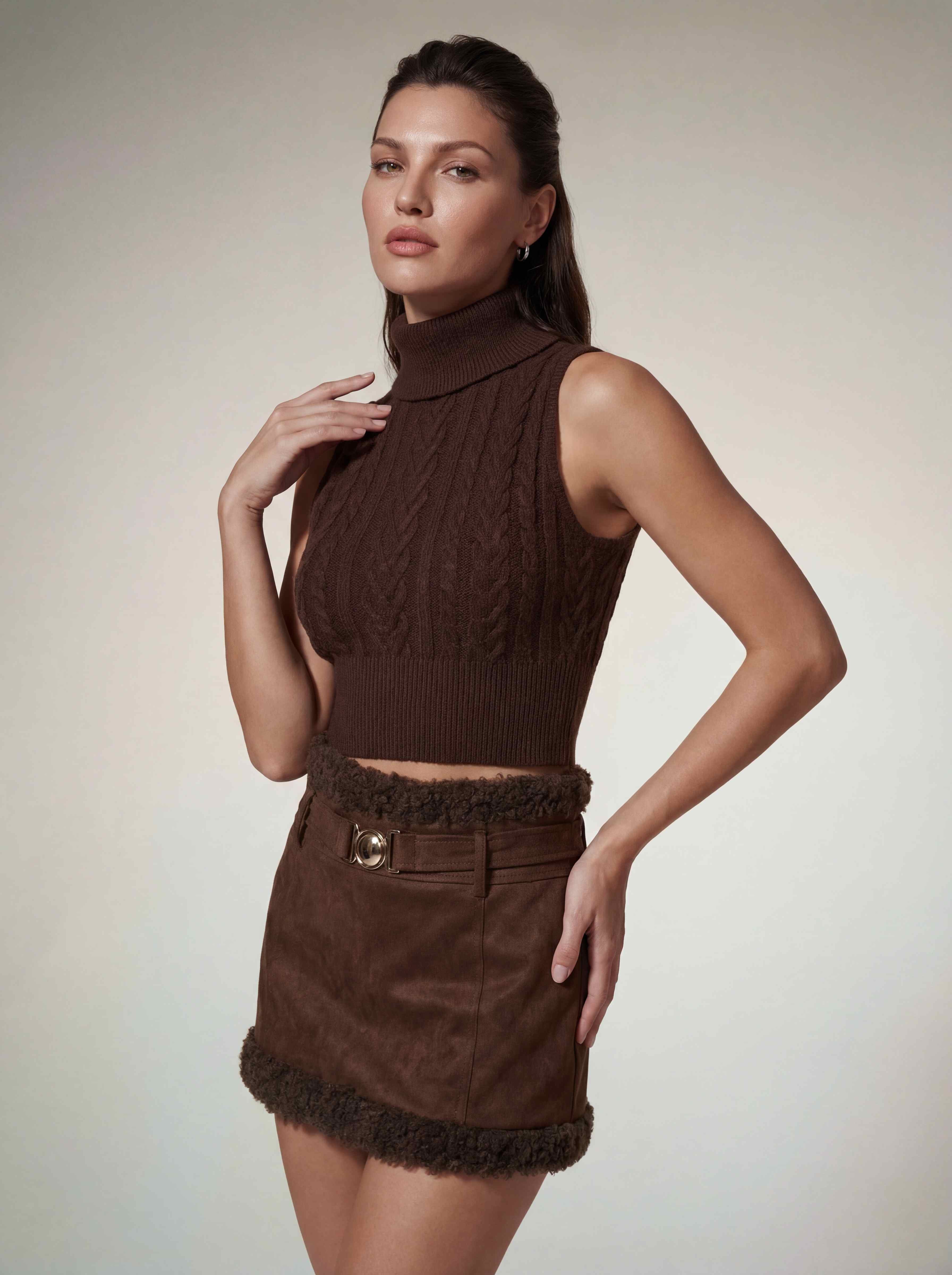 Moryxel Knit Lace Up Skirt Set