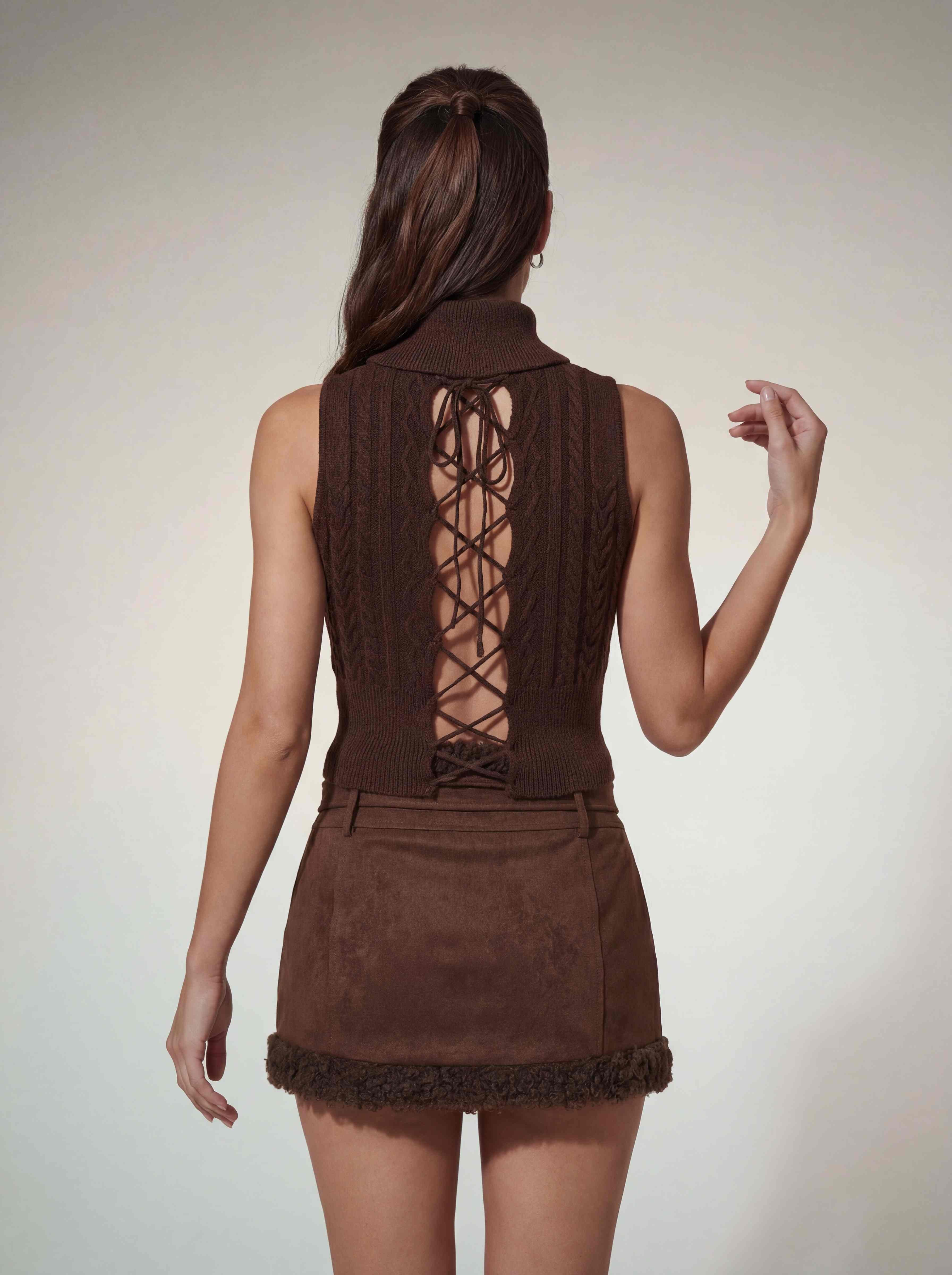 Moryxel Knit Lace Up Skirt Set - Image 2