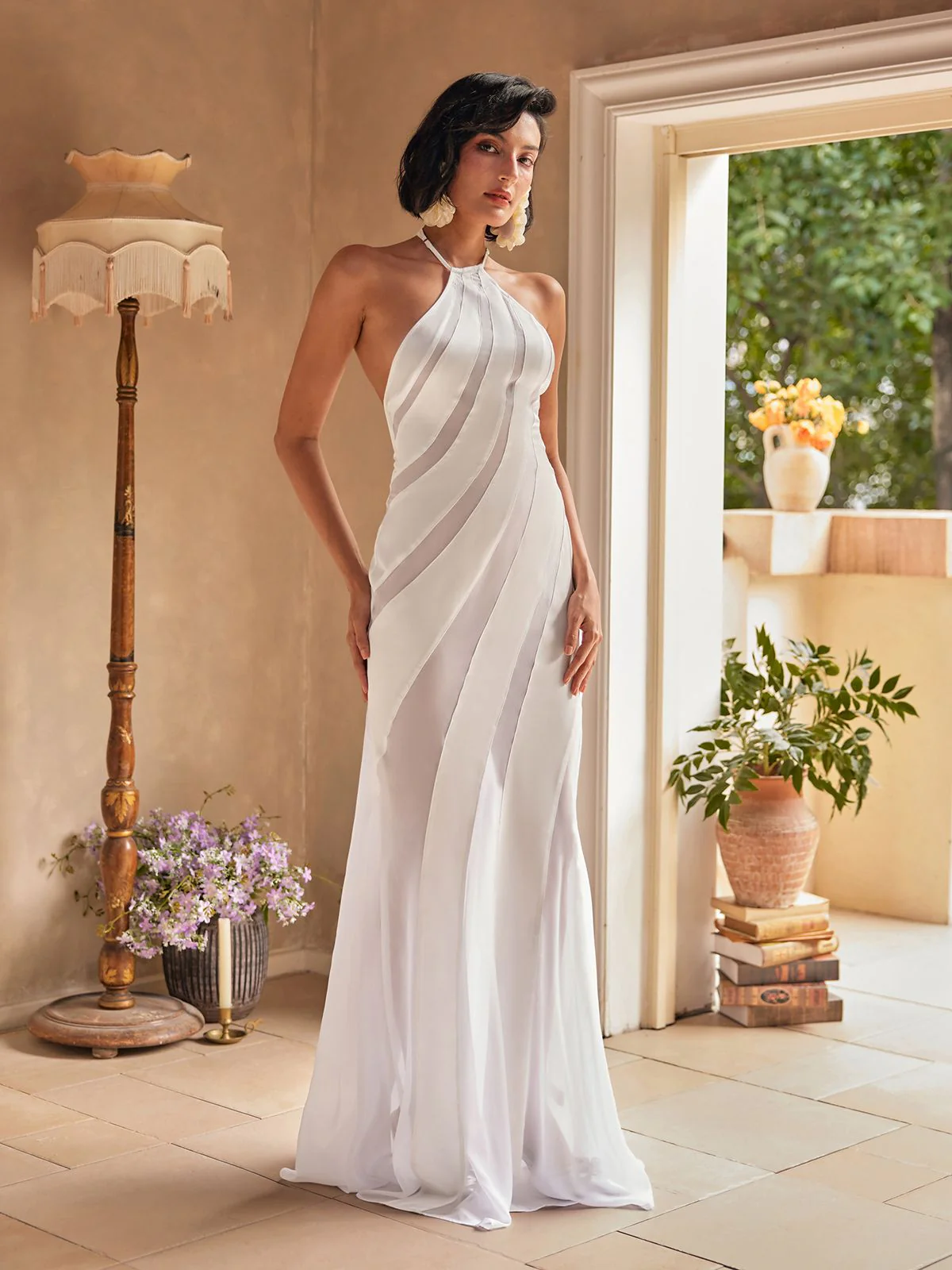 Narwani Halterneck Satin Maxi Dress - Image 2