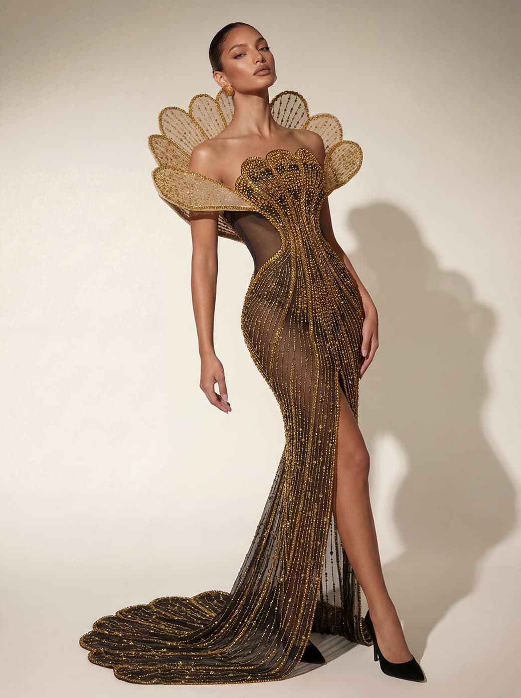 Nesvor Rhinestone Mesh Split Maxi Dress - Image 4