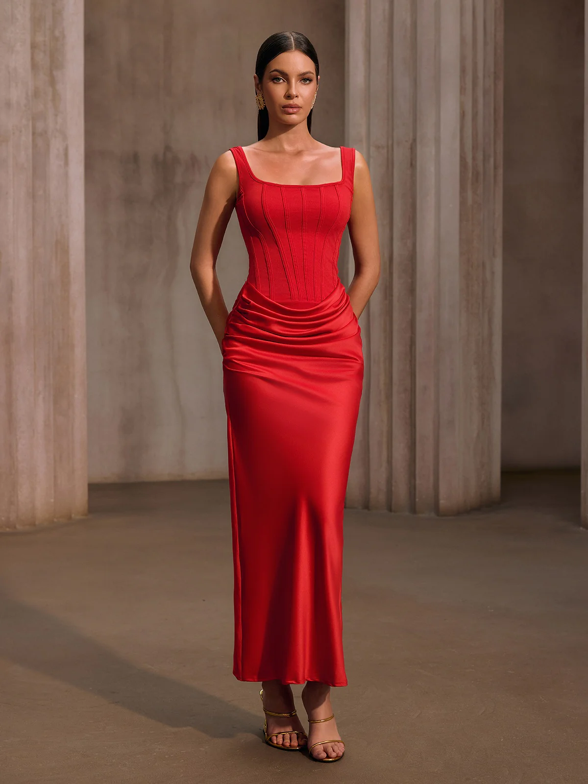 Nexilyx Corset Satin Maxi Dress - Image 5