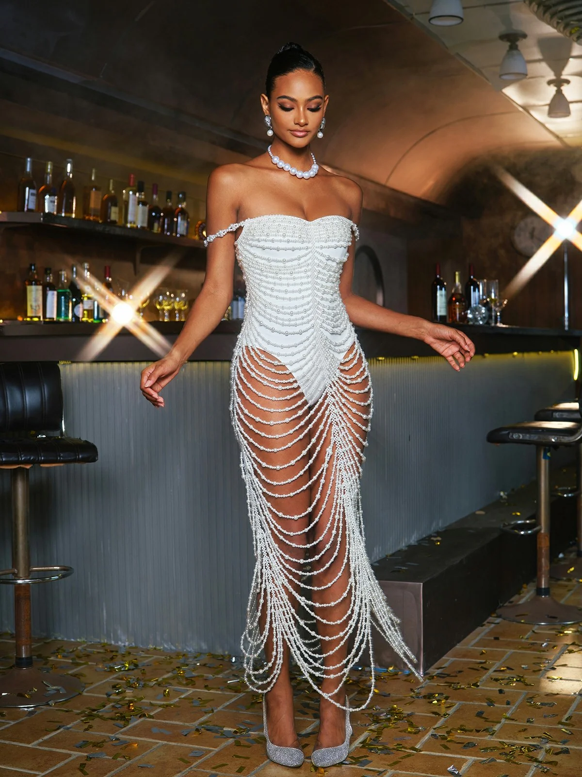 Nicola Pearl Fringe Maxi Dress - Image 2