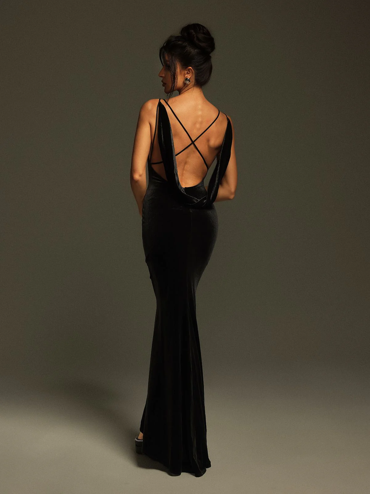 Nketiah Plunge Neck Flower Velvet Maxi Dress - Image 6