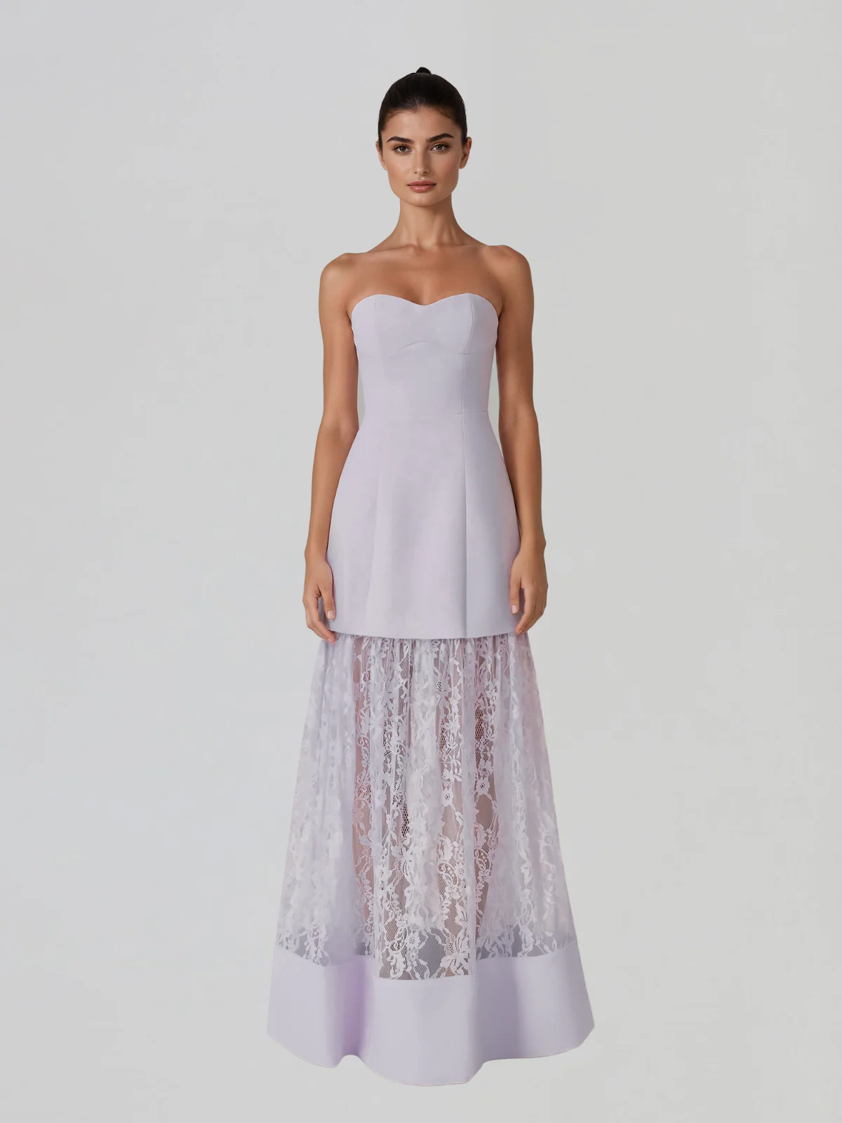 Norvelis Strapless Lace Maxi Dress