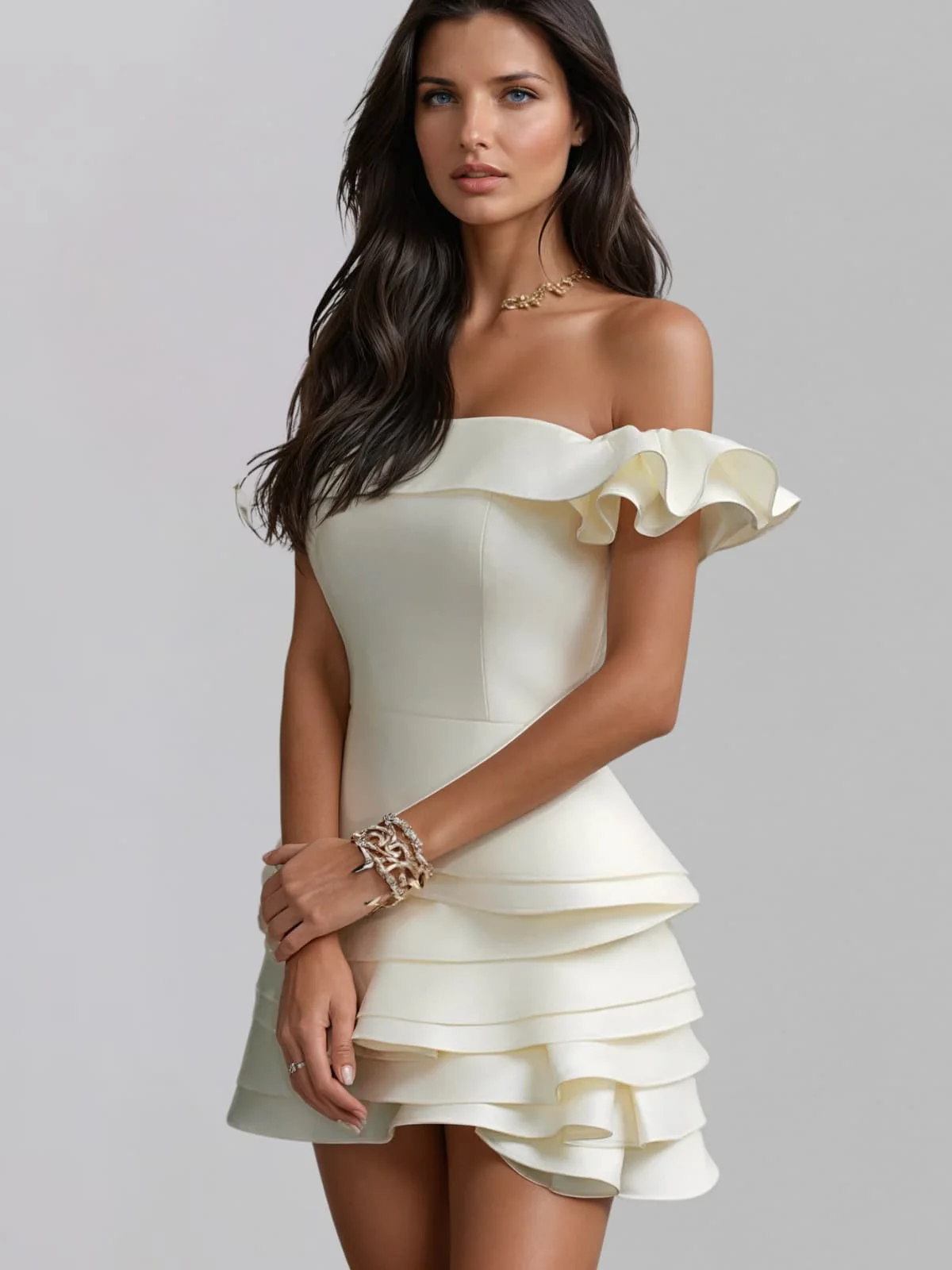 Norvik Strapless Flower Mini Dress - Image 4