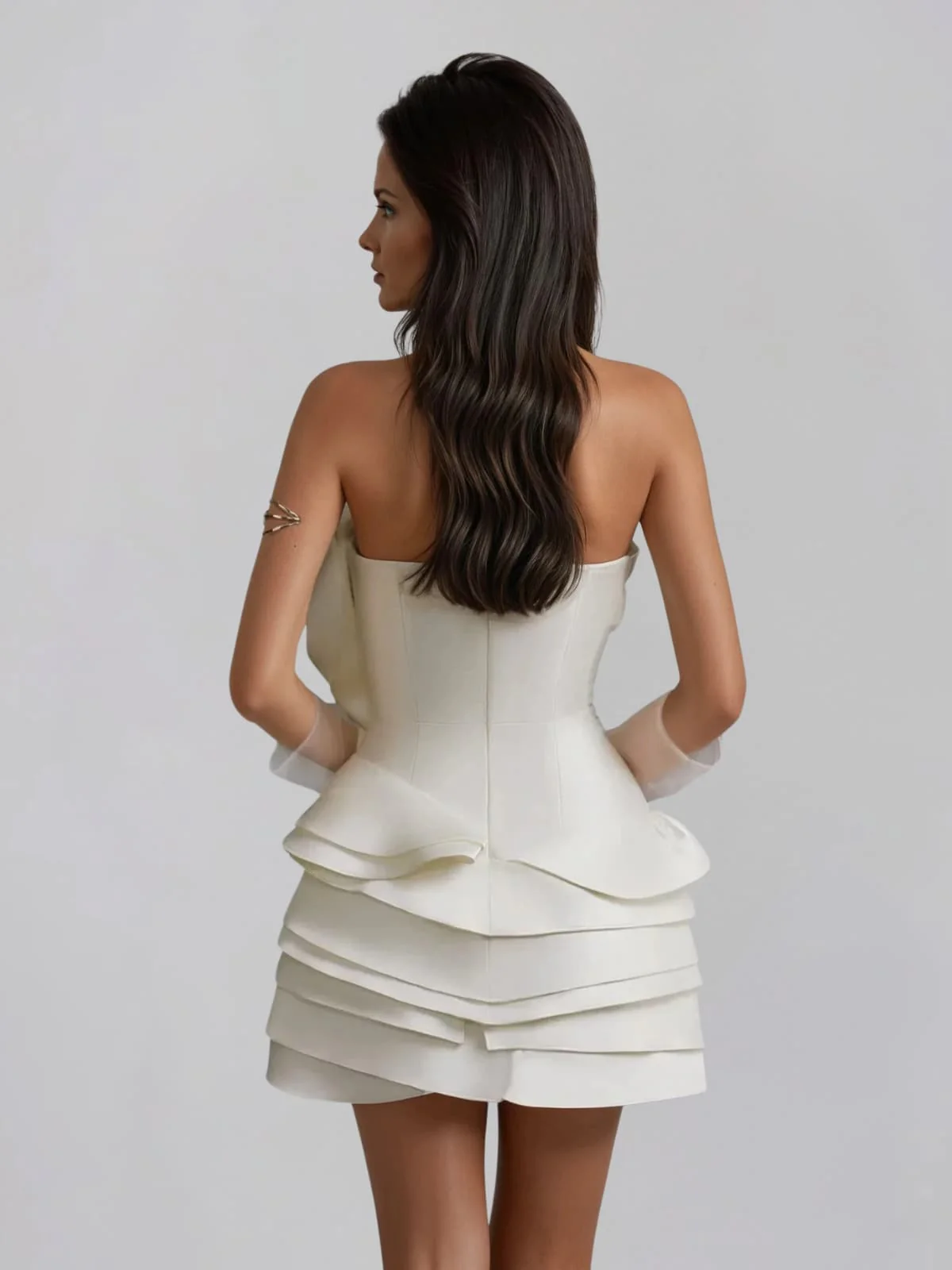 Norvik Strapless Flower Mini Dress - Image 5