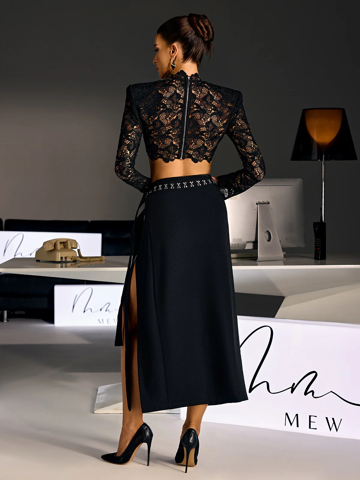 Noryndal Lace Crop Split Skirt Set - Image 7