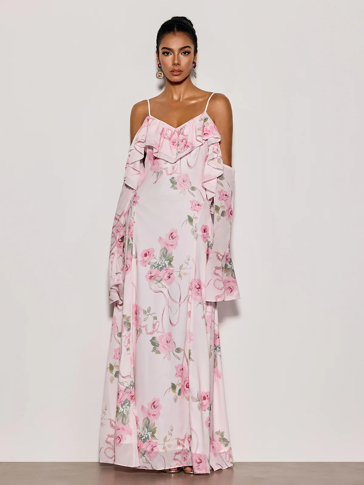 Nostel Spaghetti Floral Maxi Dress