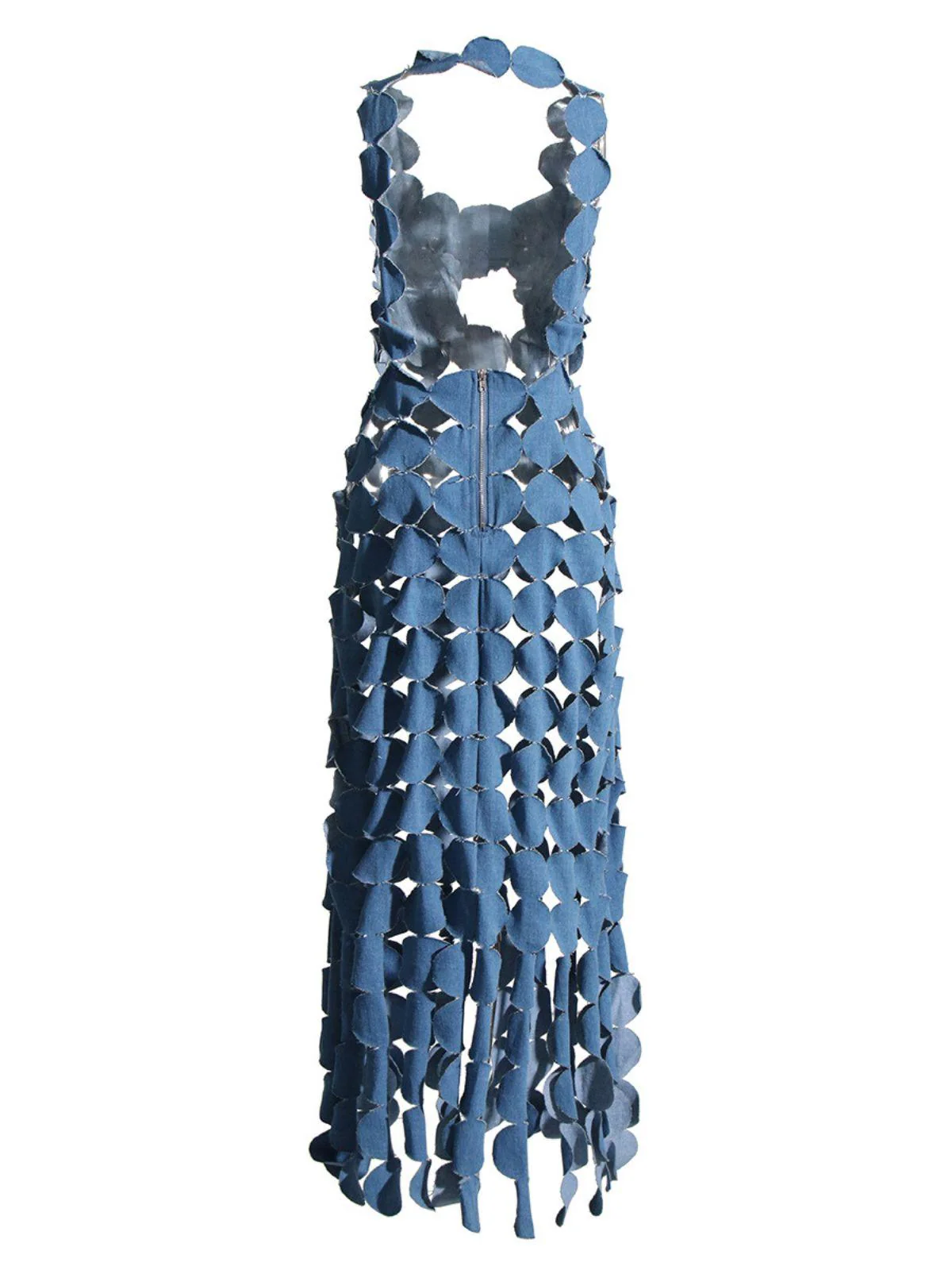 Nyx Circle Cutout Fringe Denim Maxi Dress - Image 6