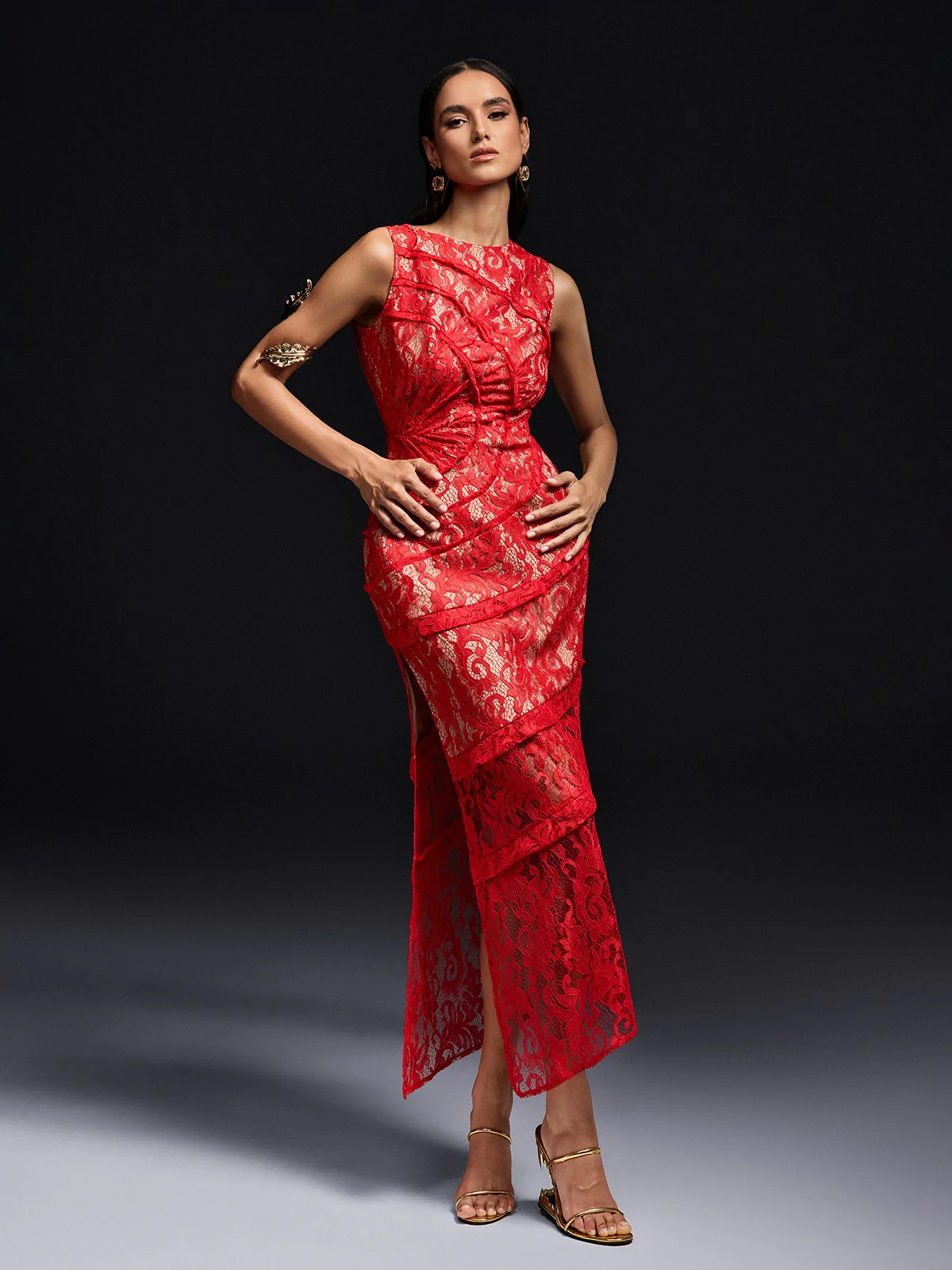 Oliana Sleeveless Lace Midi Dress - Image 5