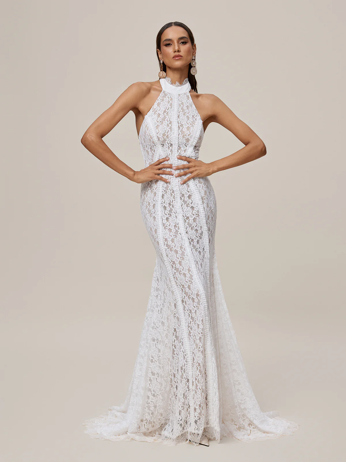 Oorjita Halterneck Lace Maxi Dress - Image 2