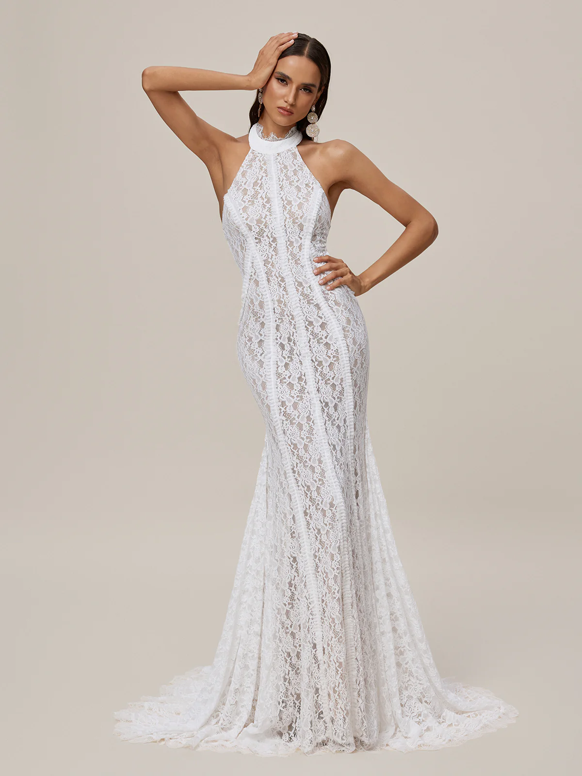 Oorjita Halterneck Lace Maxi Dress - Image 4
