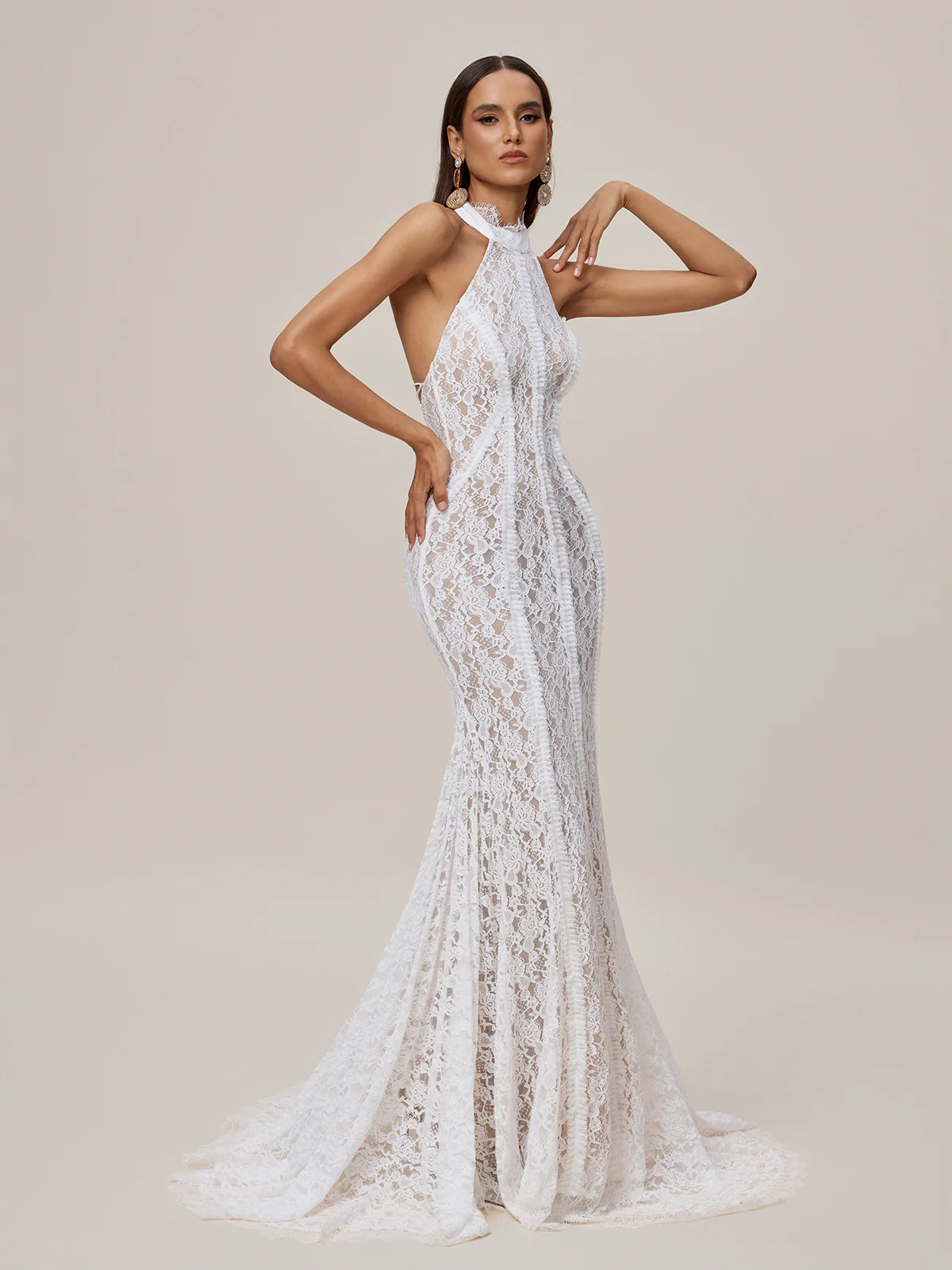 Oorjita Halterneck Lace Maxi Dress - Image 5