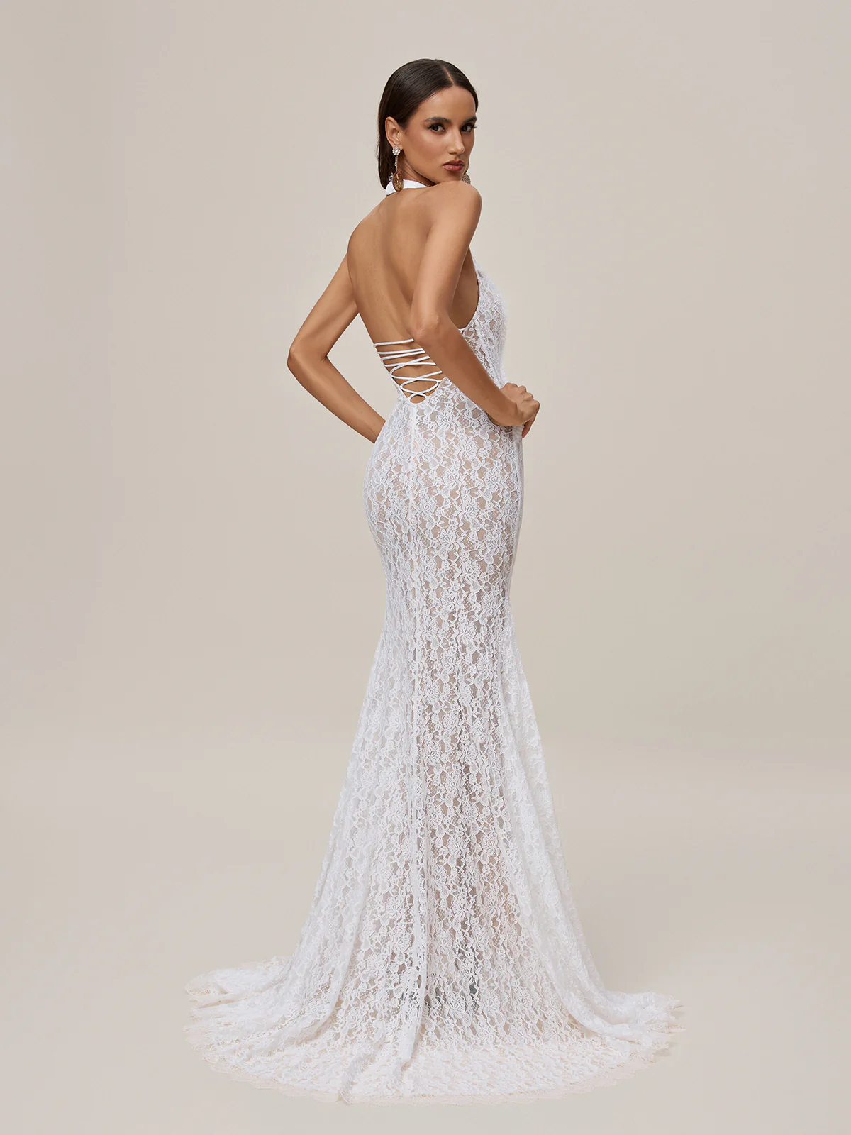 Oorjita Halterneck Lace Maxi Dress - Image 6