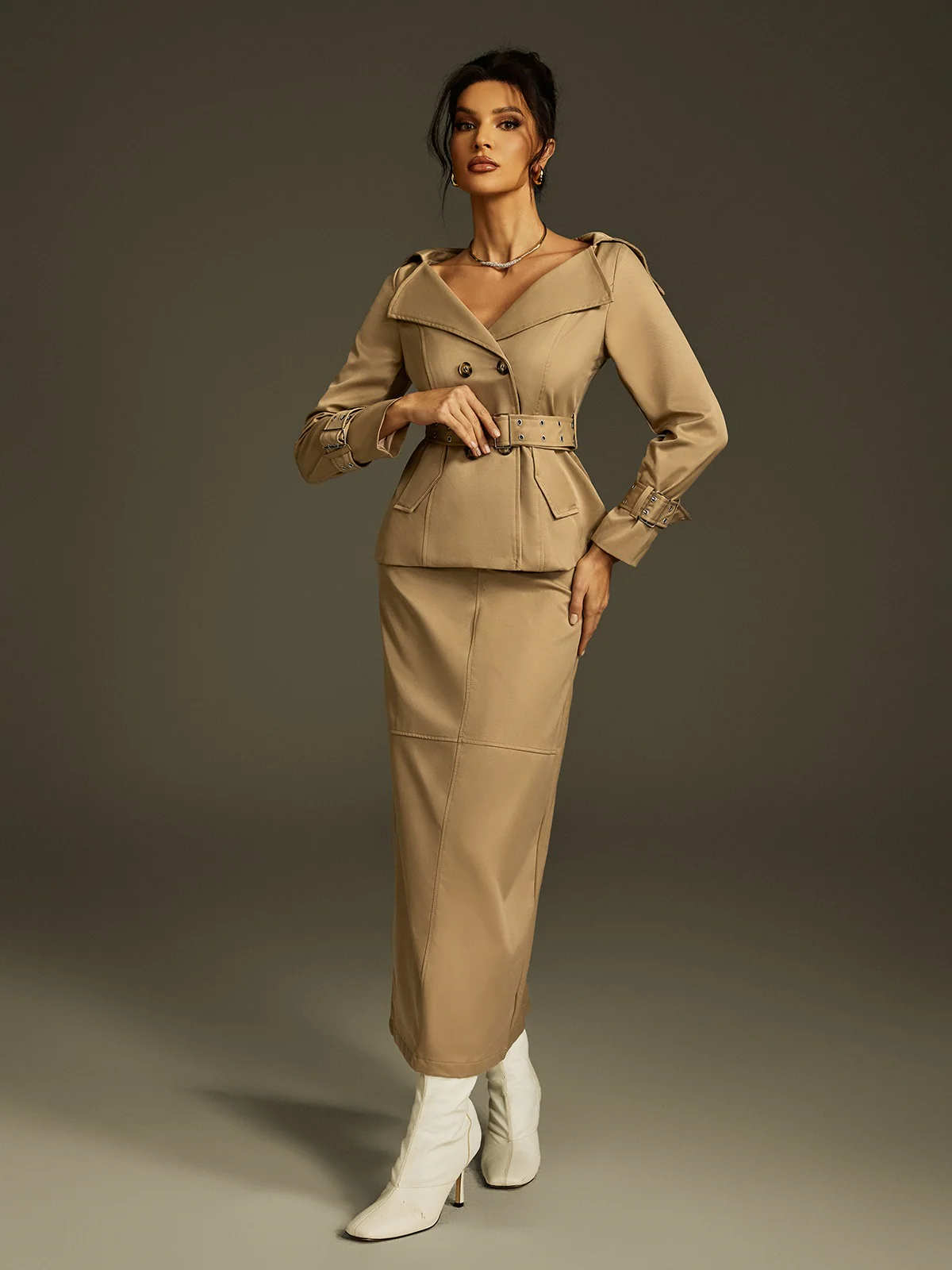 Orianna Folded Collar Skirt Set - Image 4