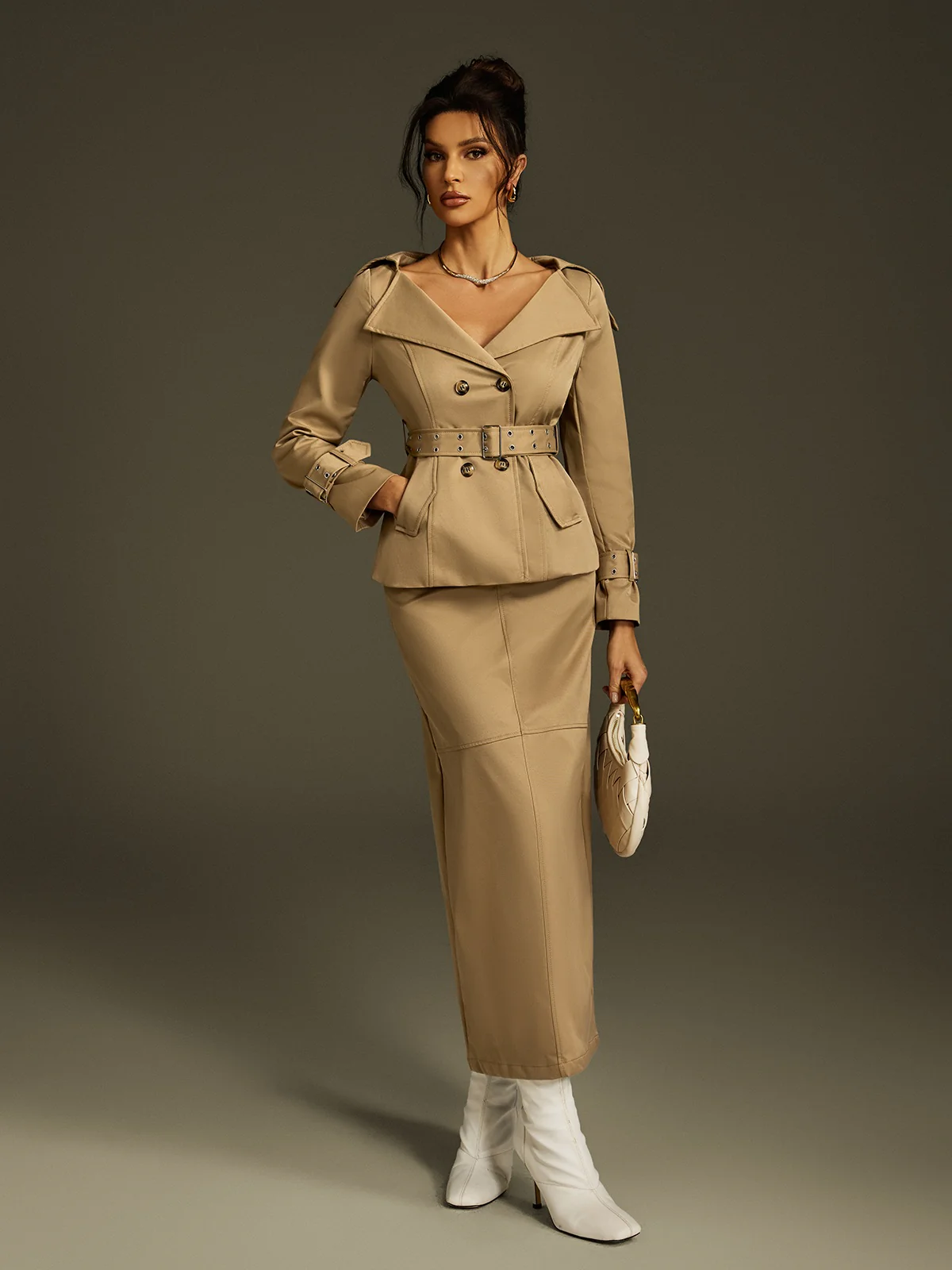 Orianna Folded Collar Skirt Set - Image 5
