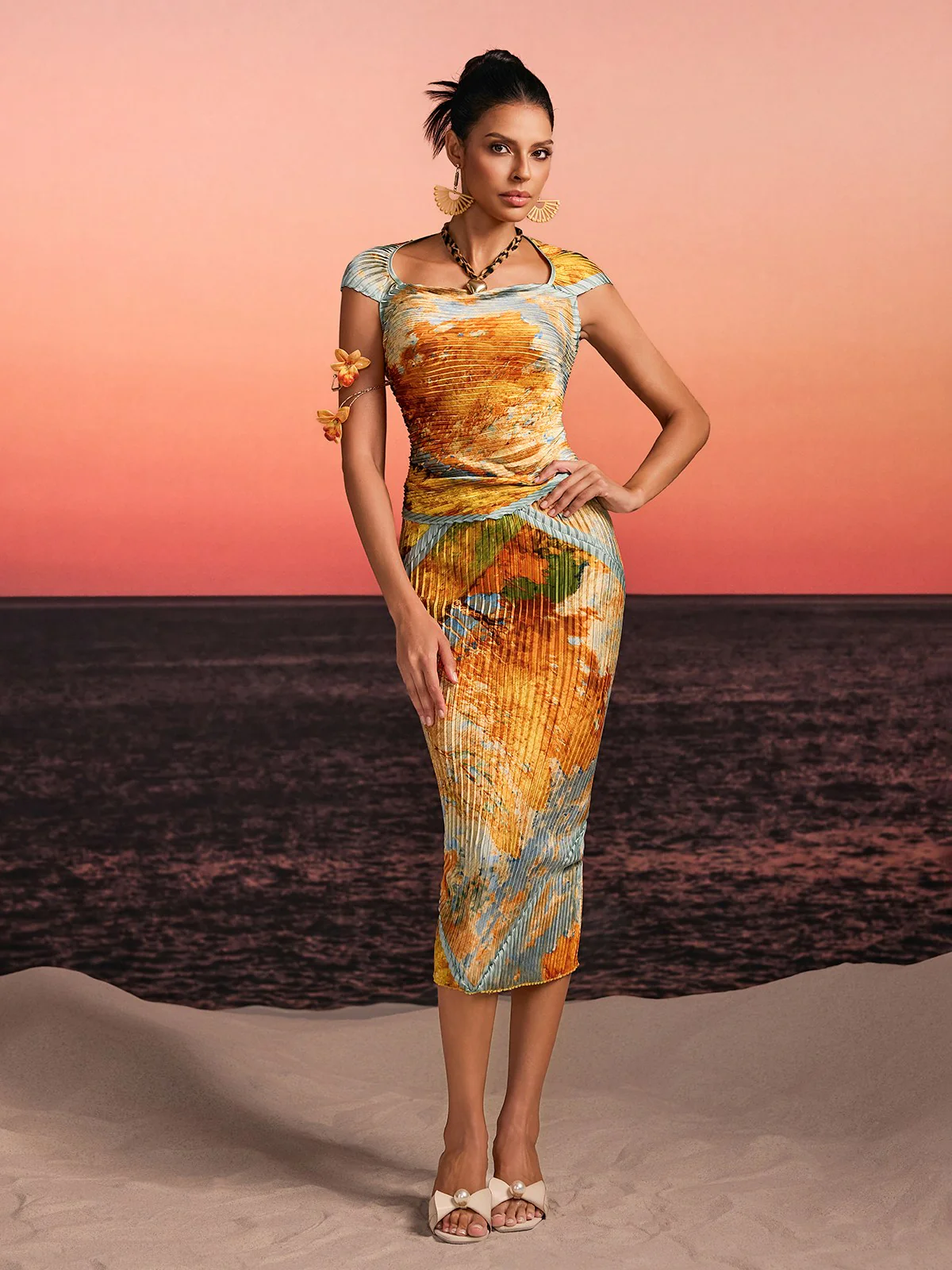 Othrel Pleated Printed Skirt Set - Image 2