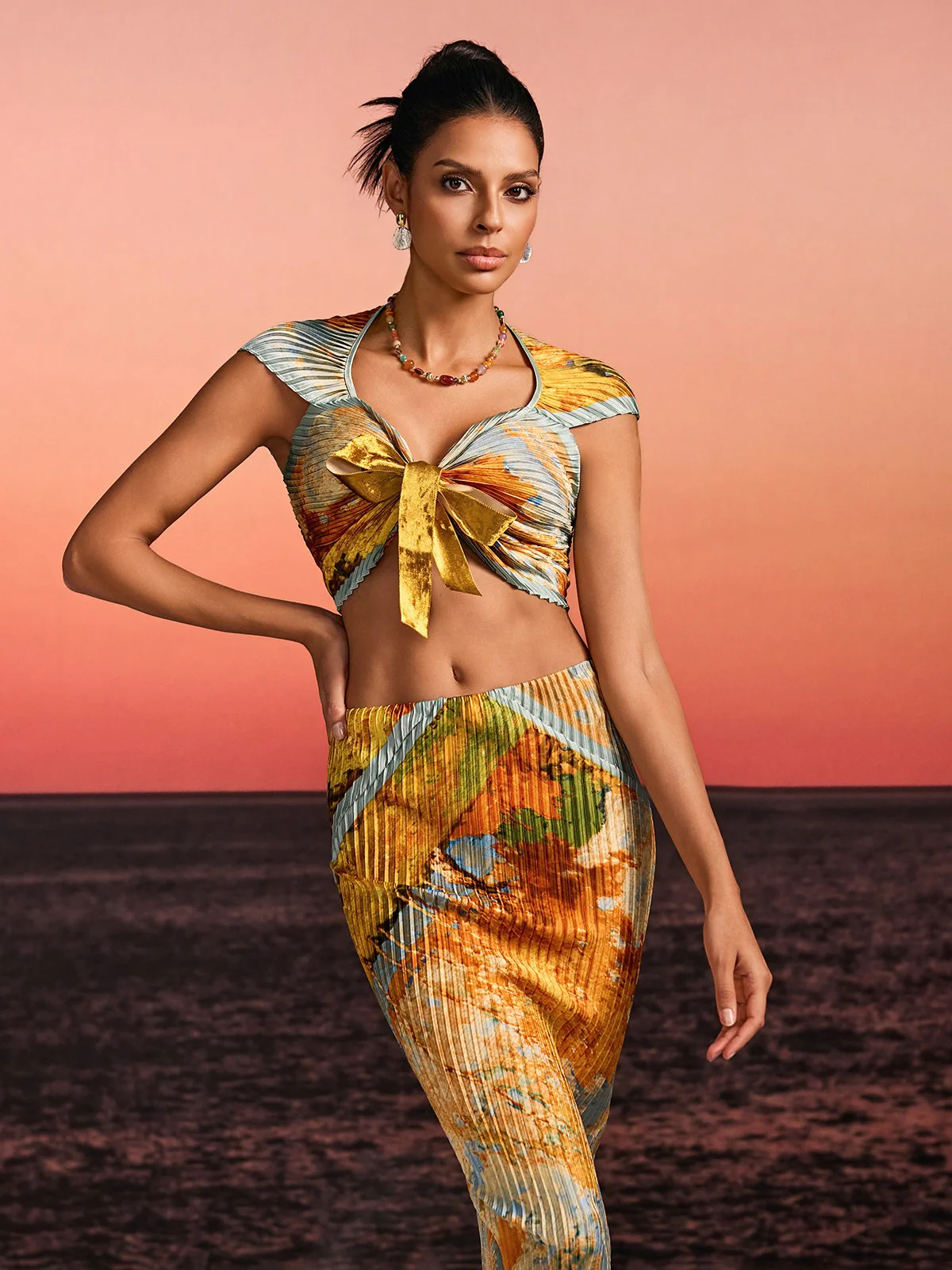 Othrel Pleated Printed Skirt Set - Image 3