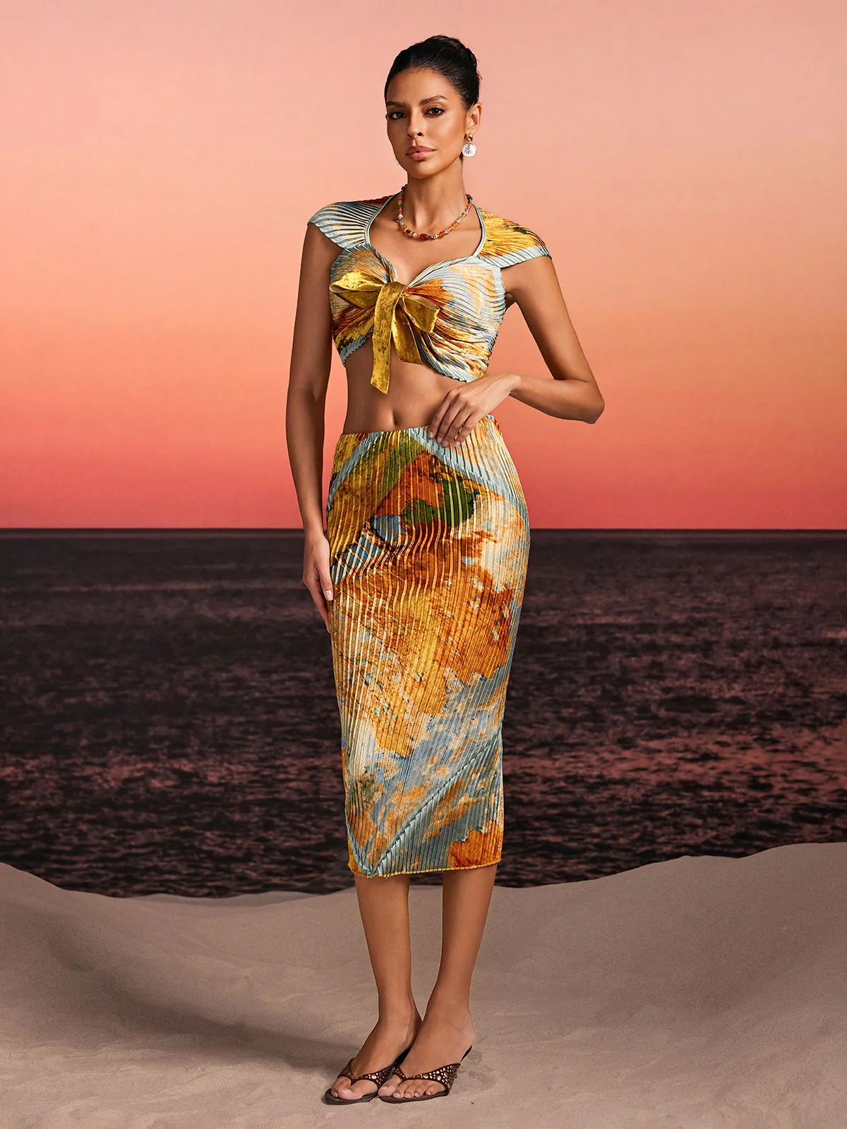 Othrel Pleated Printed Skirt Set - Image 4