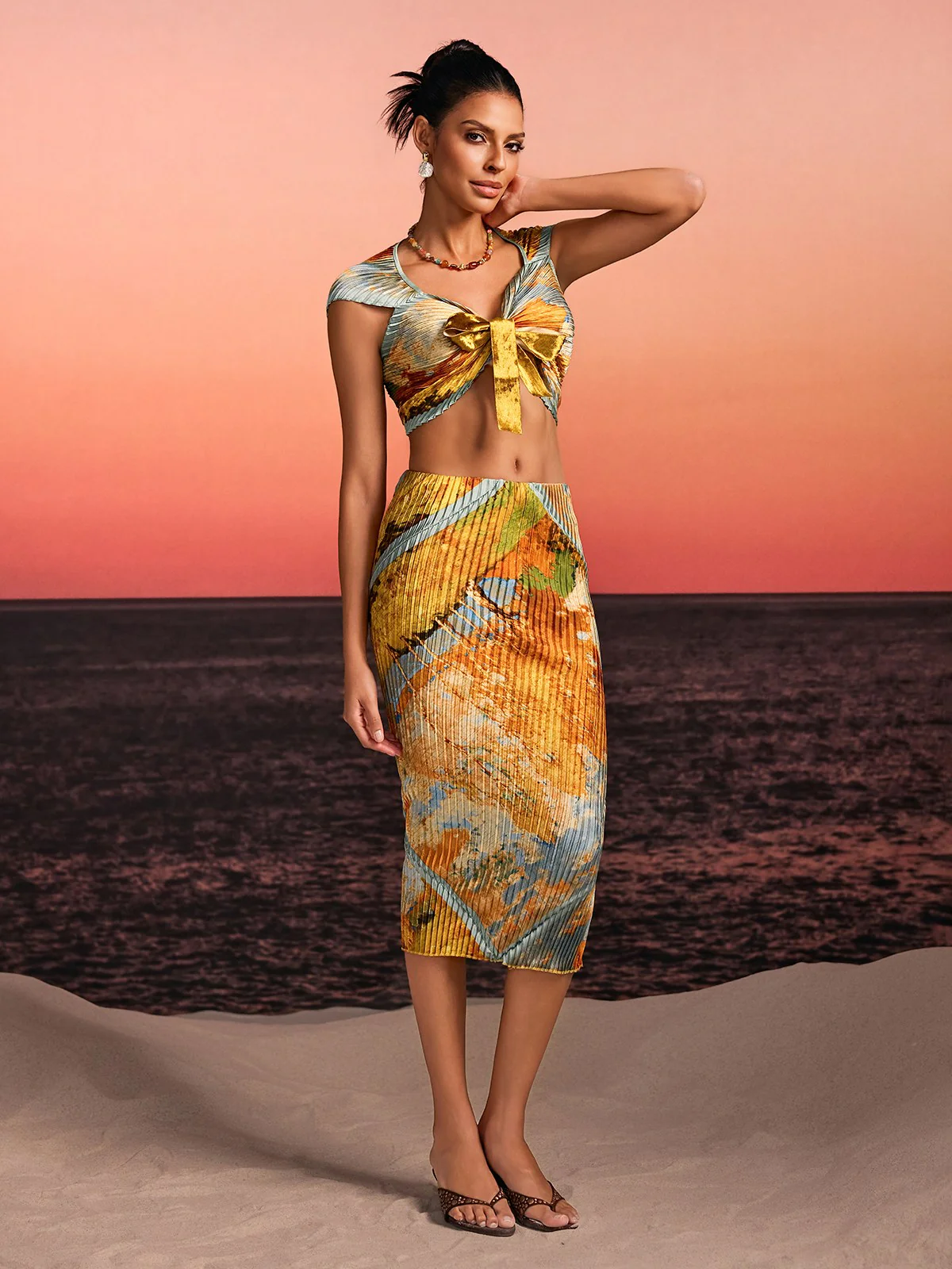 Othrel Pleated Printed Skirt Set - Image 5