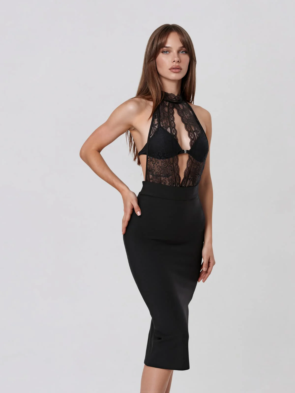 Ovrick Halterneck Cutout Lace Bodysuit - Image 4