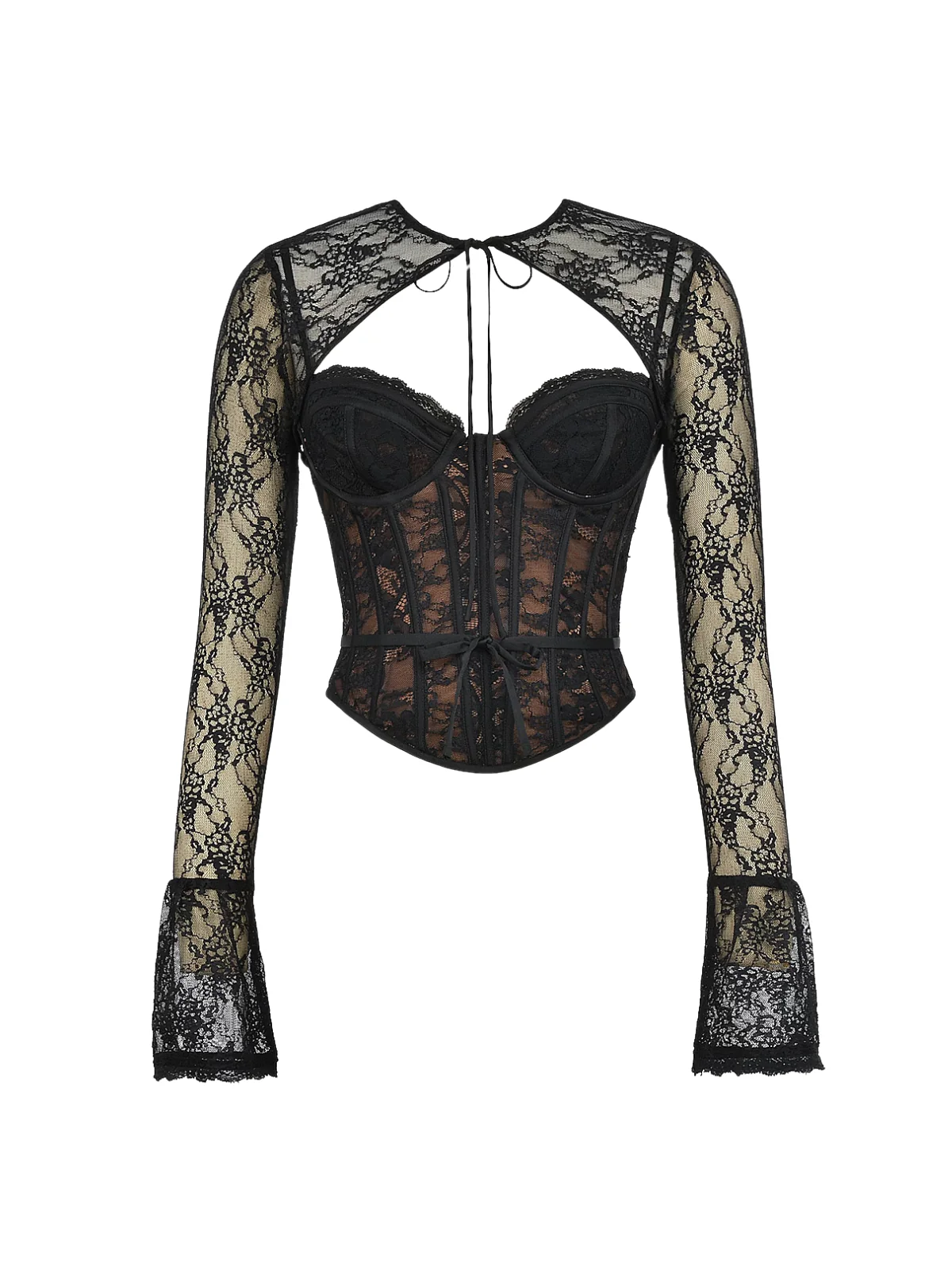 Oxalyx Long Sleeve Corset Lace Top - Image 5
