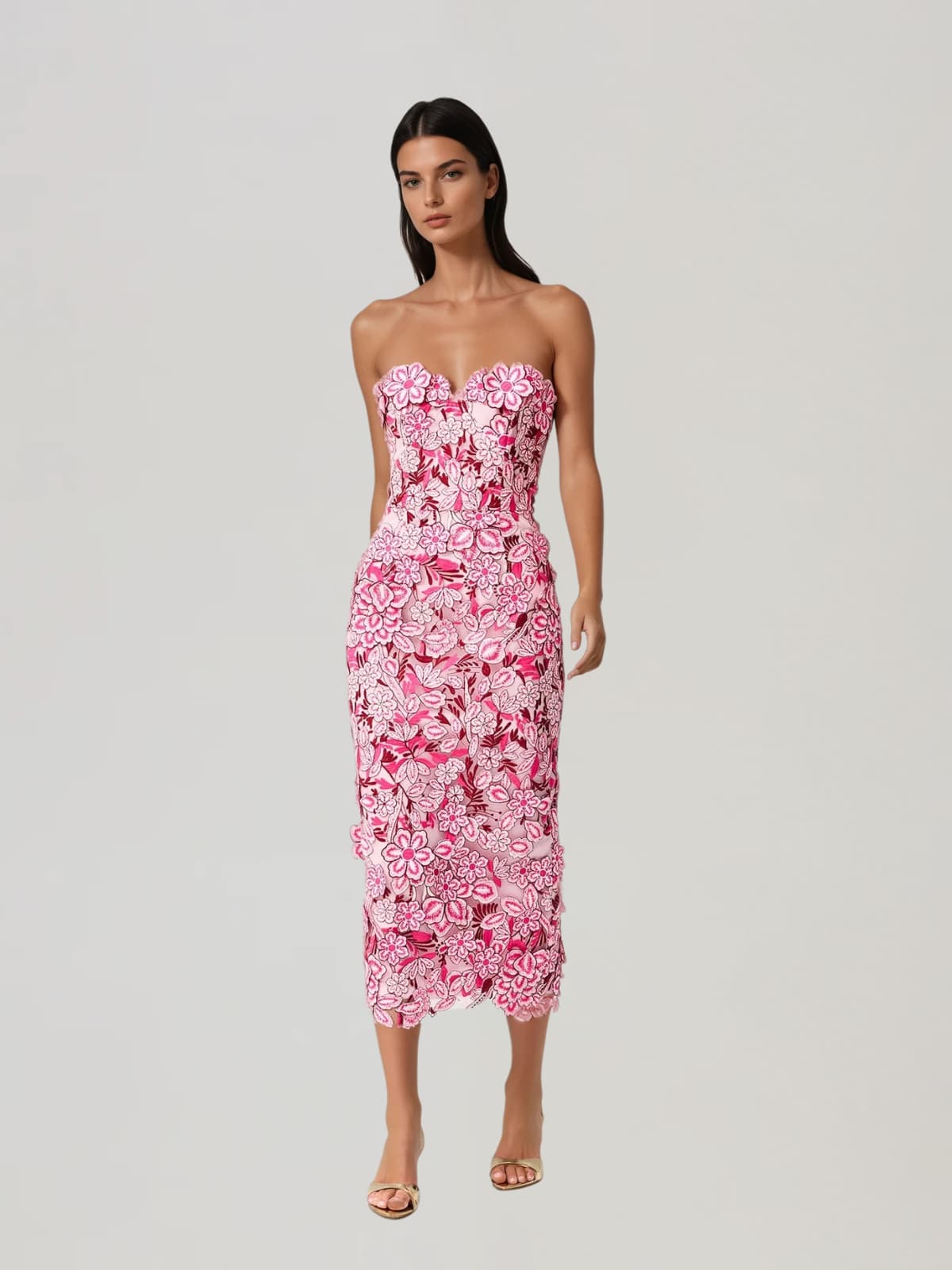 Pavex Strapless Flower Midi Dress - Image 2
