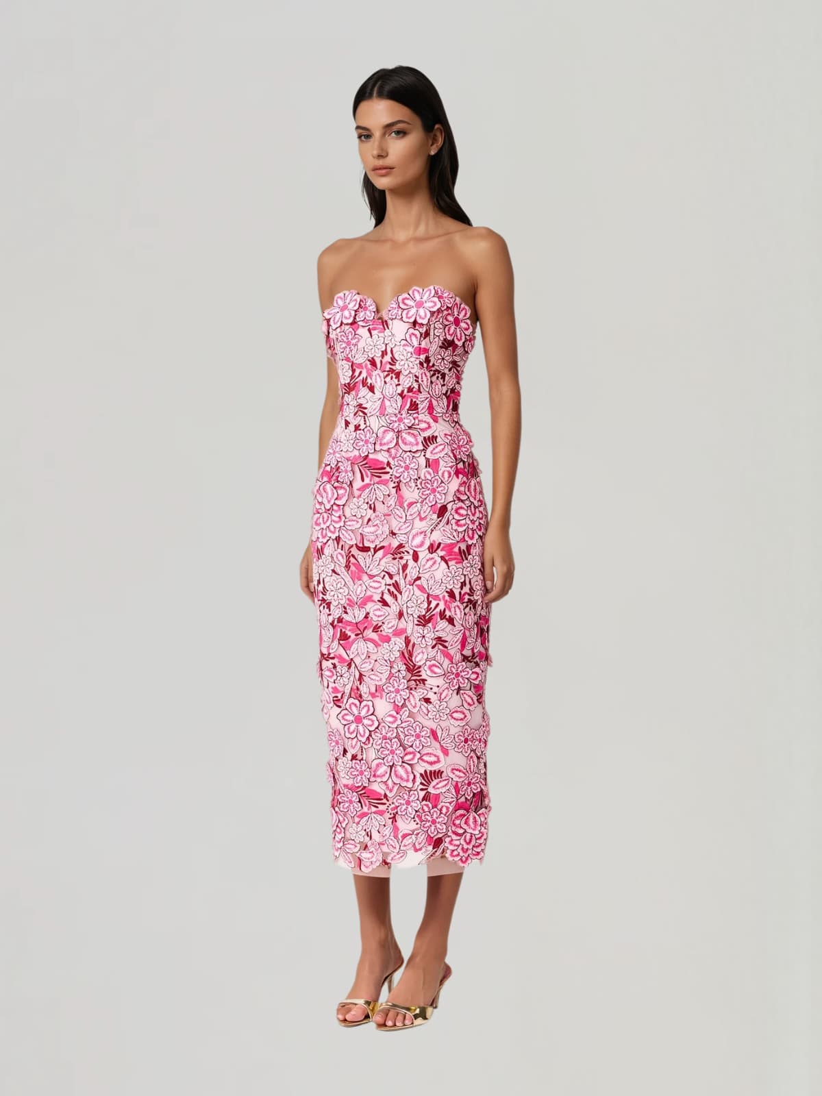 Pavex Strapless Flower Midi Dress - Image 3