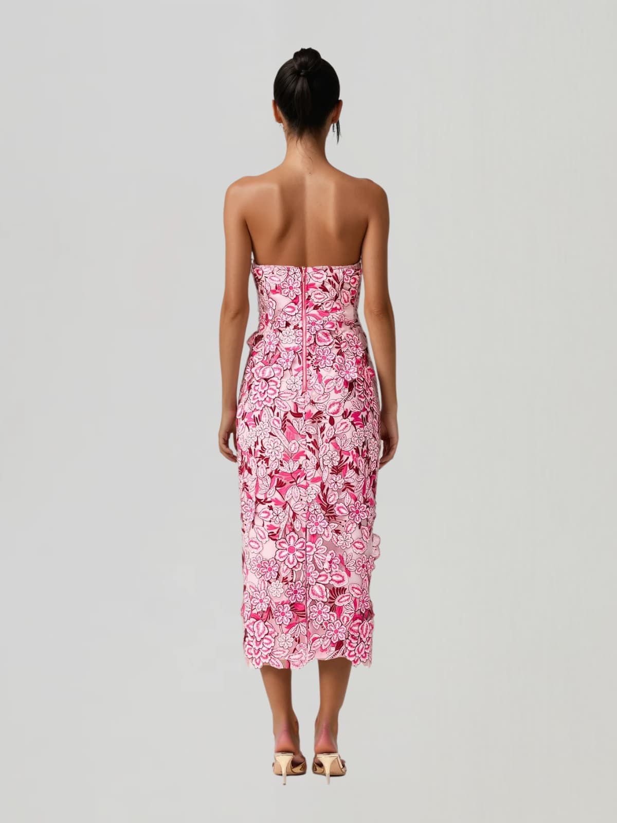 Pavex Strapless Flower Midi Dress - Image 4