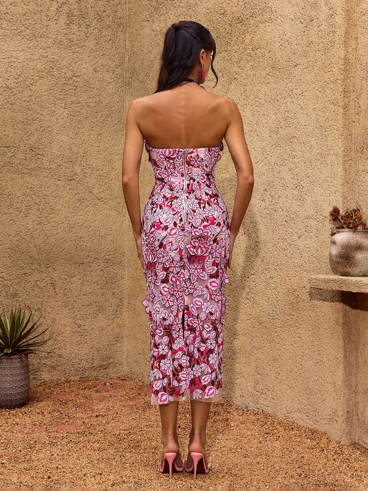 Pavex Strapless Flower Midi Dress - Image 6